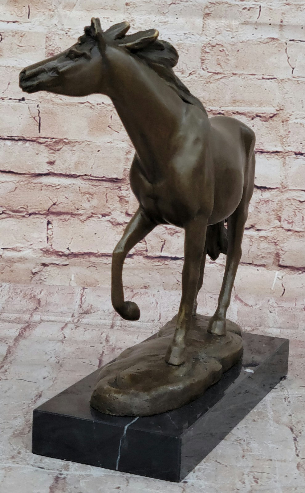 BRONZE STATUE SIGNED WILLIAMS WILD RACING STALLION HORSE SCULPTURE FIGURINE ART