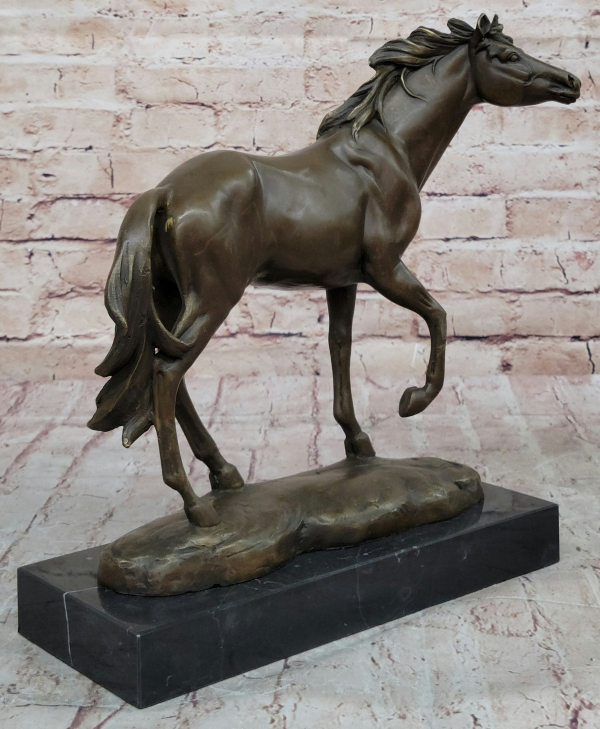 BRONZE STATUE SIGNED WILLIAMS WILD RACING STALLION HORSE SCULPTURE FIGURINE ART