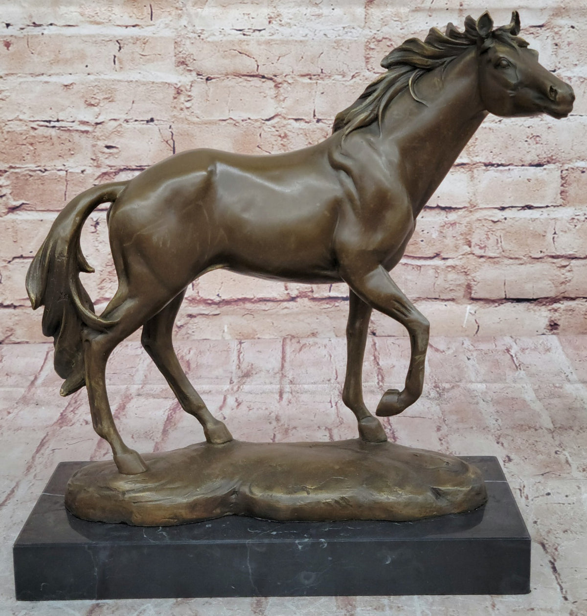 BRONZE STATUE SIGNED WILLIAMS WILD RACING STALLION HORSE SCULPTURE FIGURINE ART