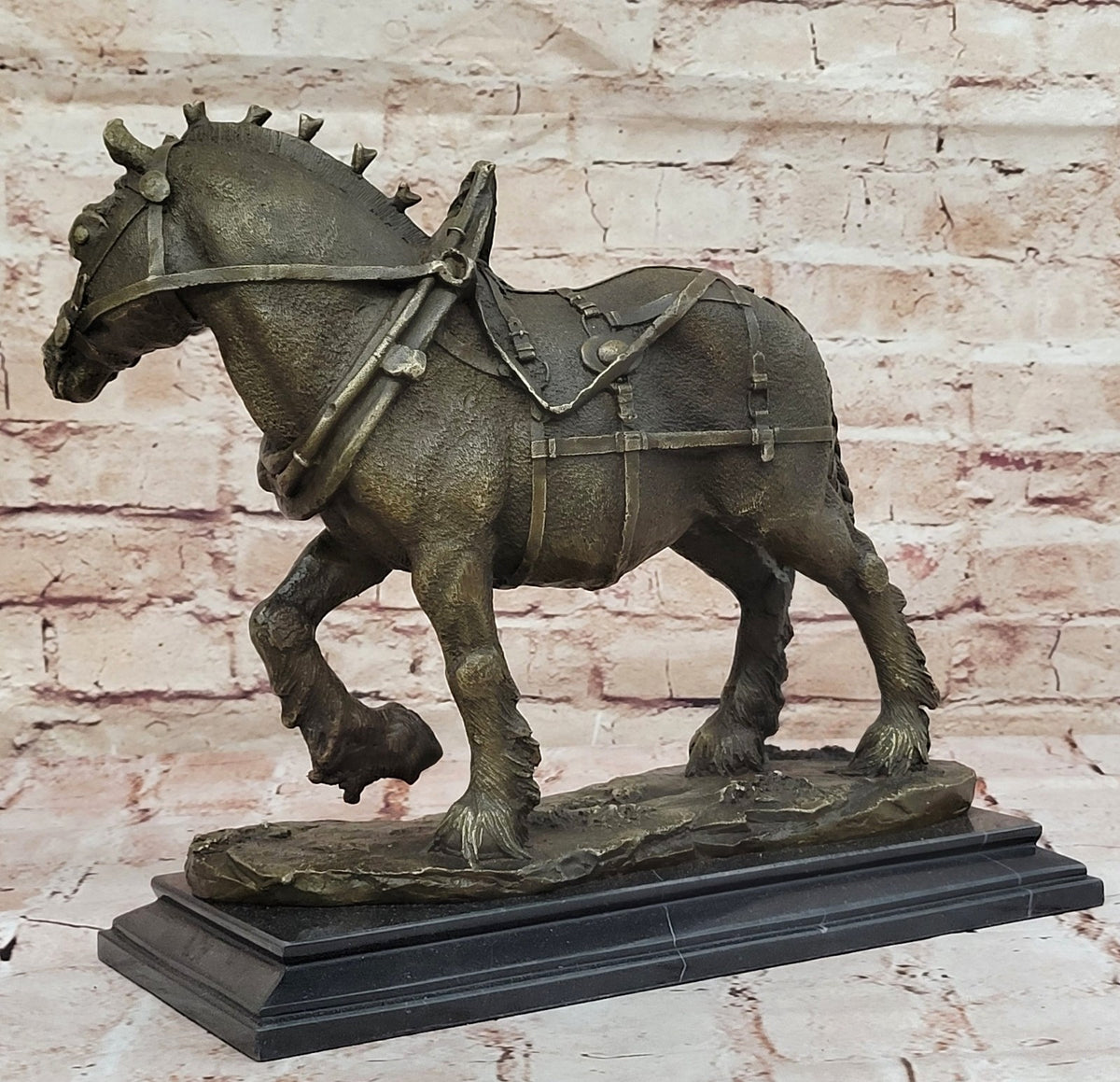 Hot Cast Genuine Solid Bronze Monumental Clydesdale Horse Home Decoration