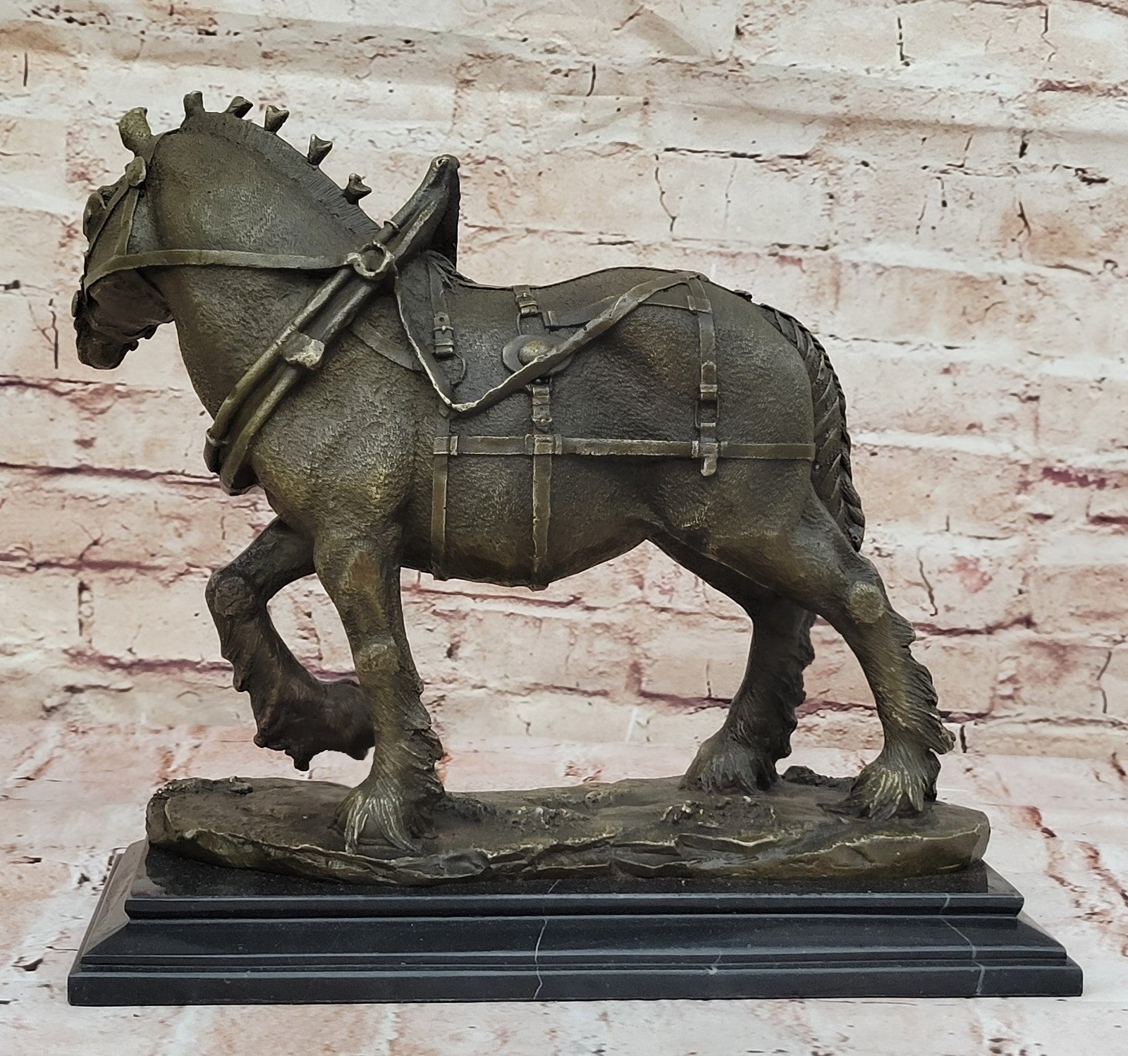 Hot Cast Genuine Solid Bronze Monumental Clydesdale Horse Home Decoration