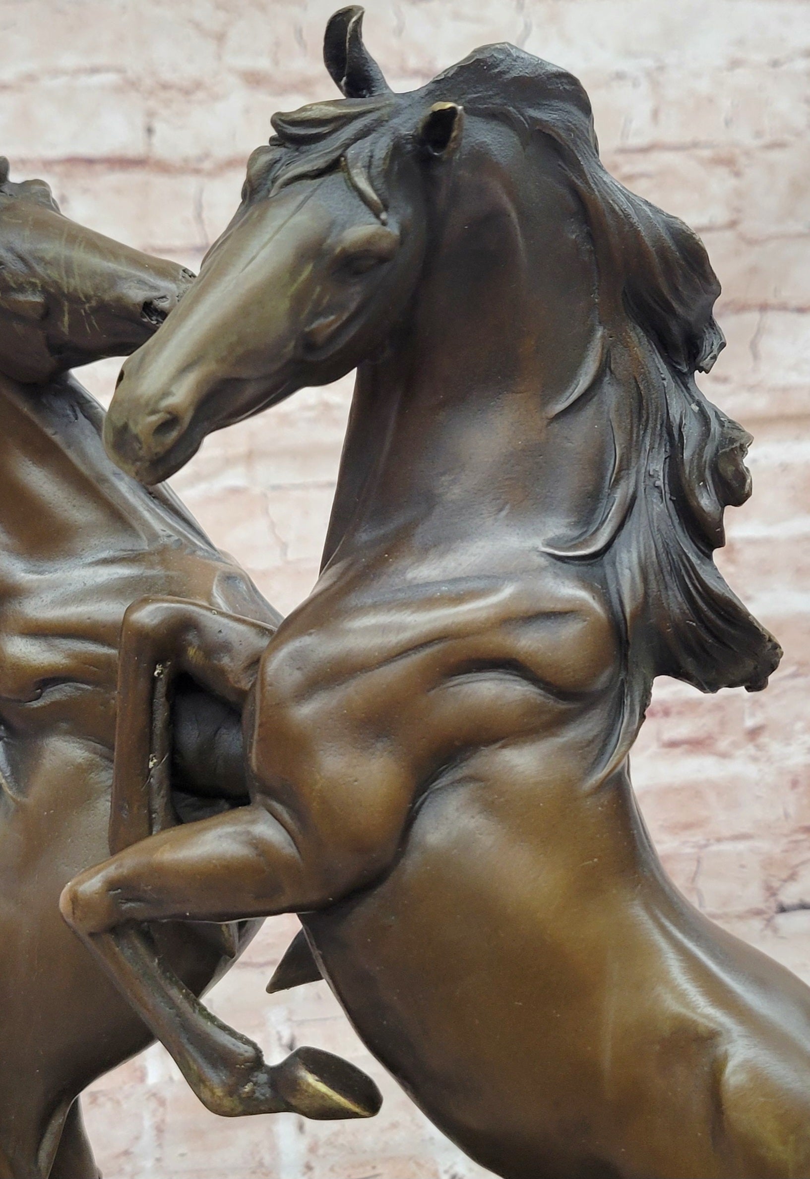 Western Art Two Extra Large Horse Stallion Brattling it Out Bronze Sculpture Fig
