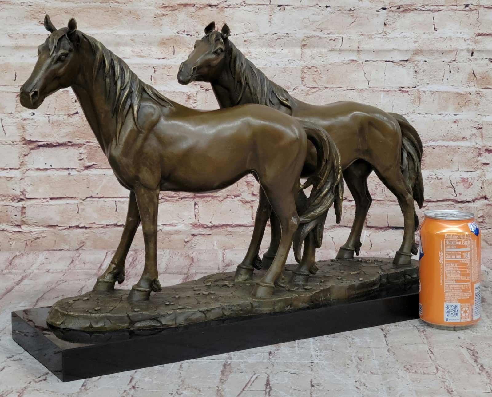 Two Horse Mare Foal Signed Home Decor Bronze Sculpture Statue Figurine Figur Art
