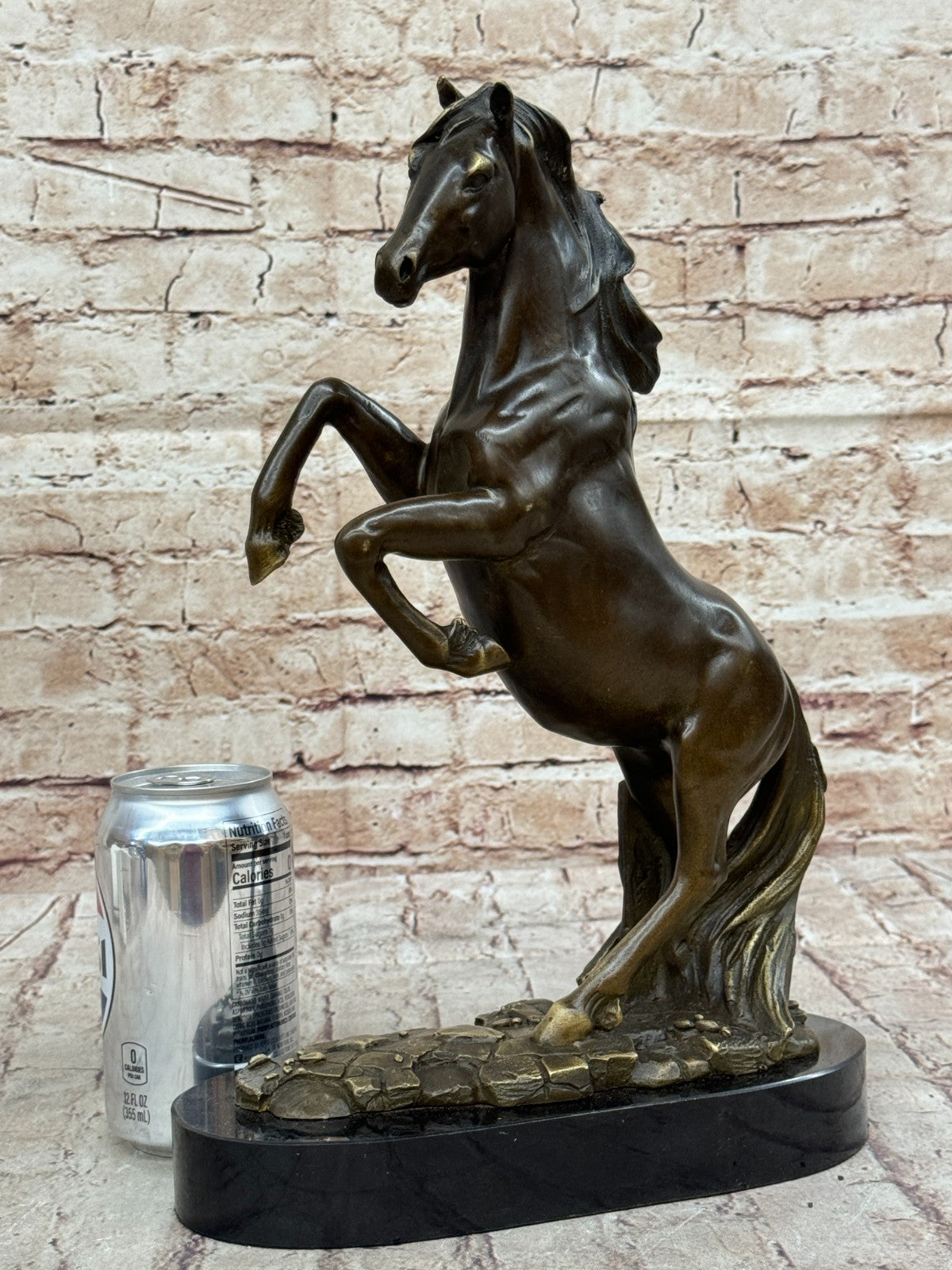 Striking Rearing Horse Bronze Sculpture Figurine Arabian Stallion Decor