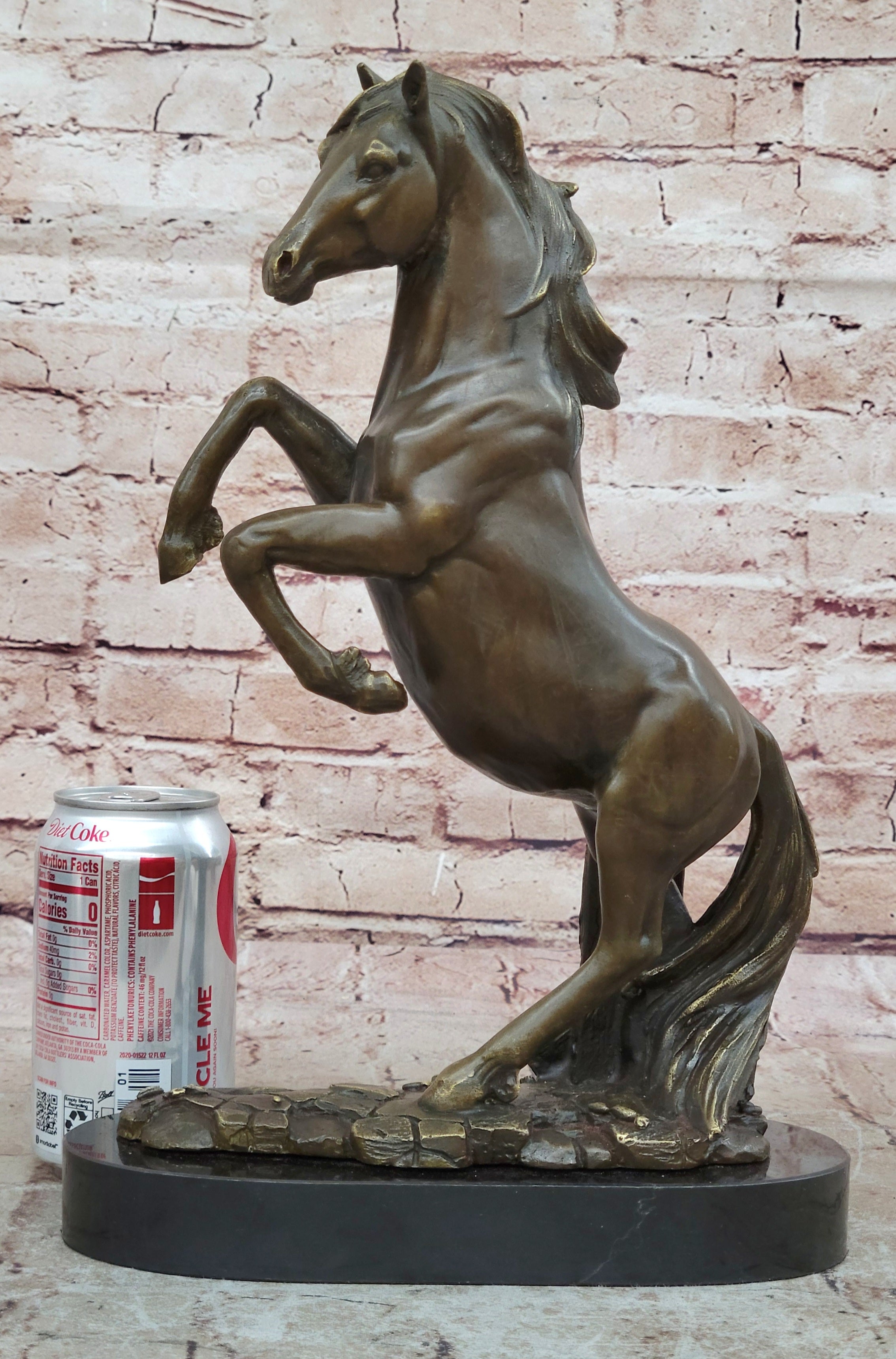 Striking Rearing Horse Bronze Sculpture Figurine Arabian Stallion Decor