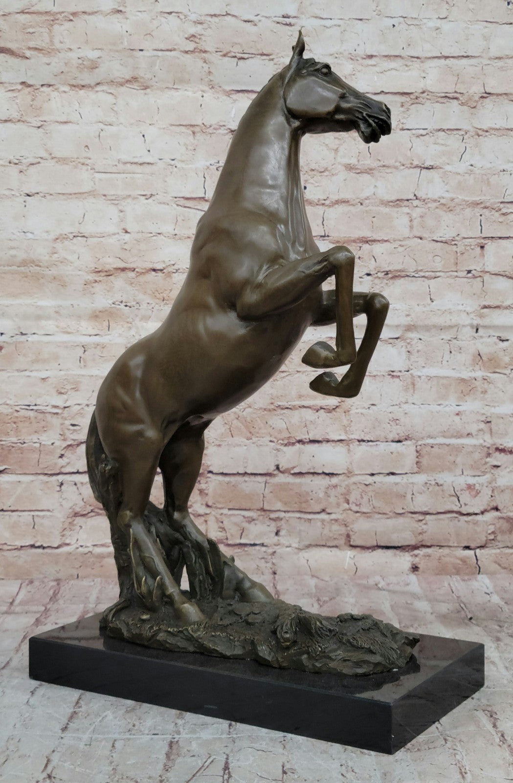 Rearing Horse Man Trainer Equestrian Artwork Bronze Marble Statue Sculpture Gift