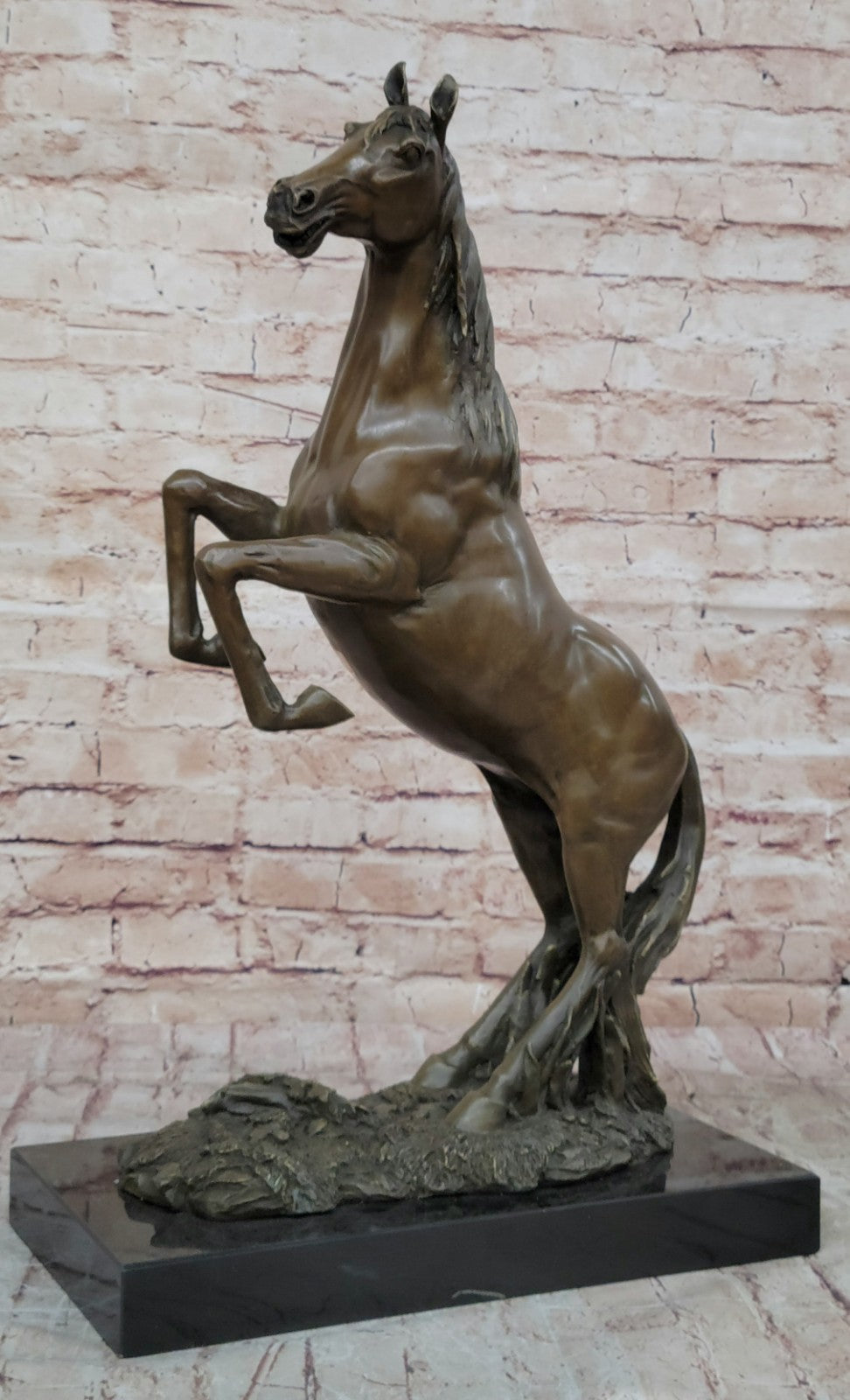 Rearing Horse Man Trainer Equestrian Artwork Bronze Marble Statue Sculpture Gift