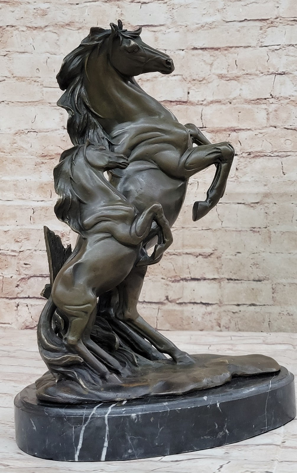 HORSES REARING BRONZE COLLECTABLE FIGURINE BEAUTIFUL AND MAJESTIC STATUE