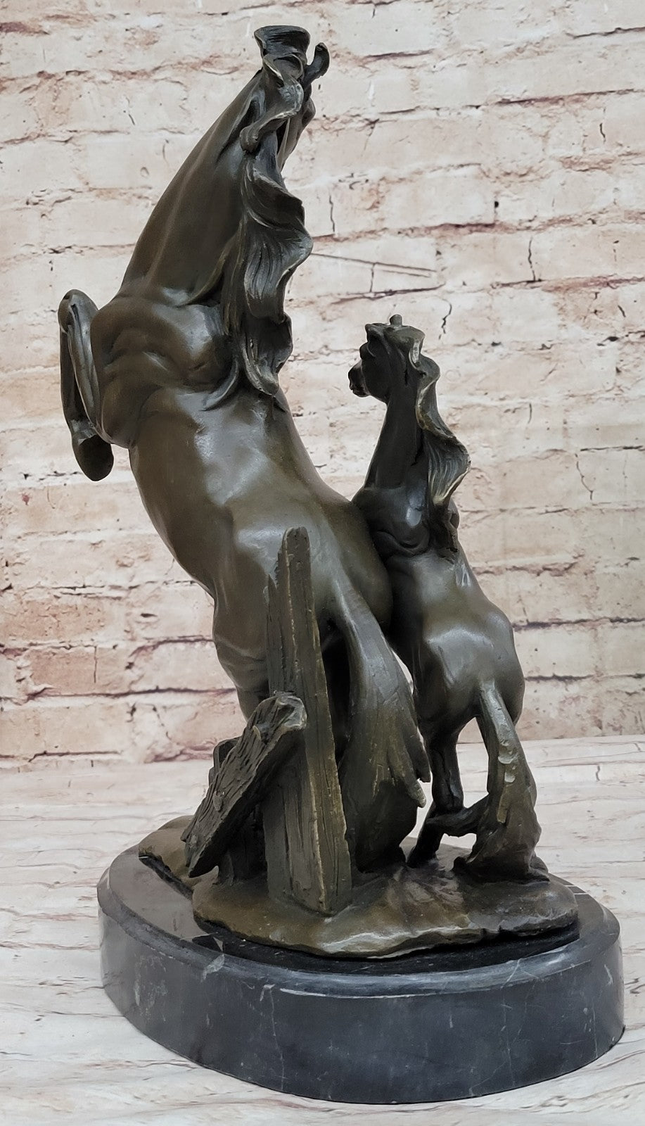 HORSES REARING BRONZE COLLECTABLE FIGURINE BEAUTIFUL AND MAJESTIC STATUE