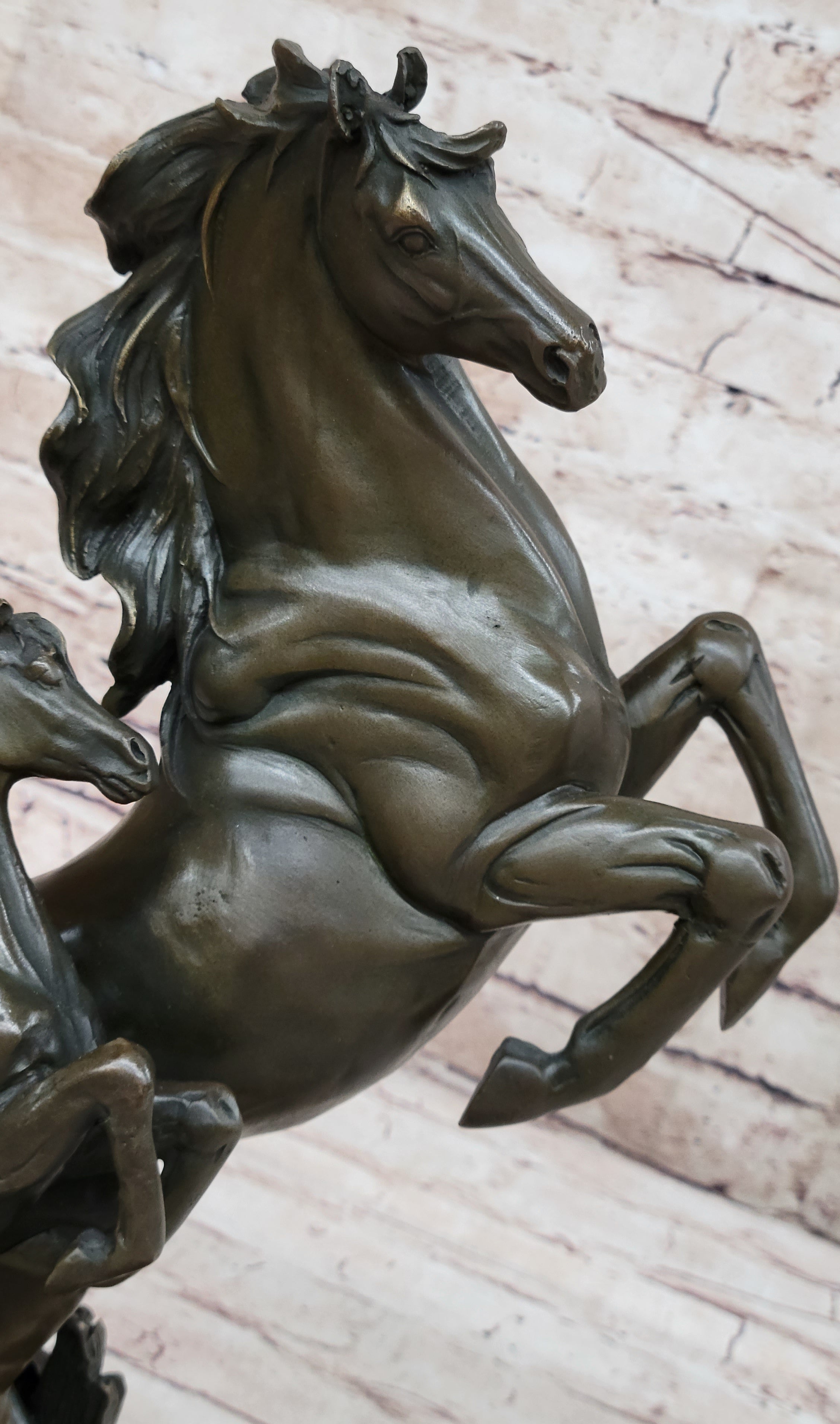 HORSES REARING BRONZE COLLECTABLE FIGURINE BEAUTIFUL AND MAJESTIC STATUE