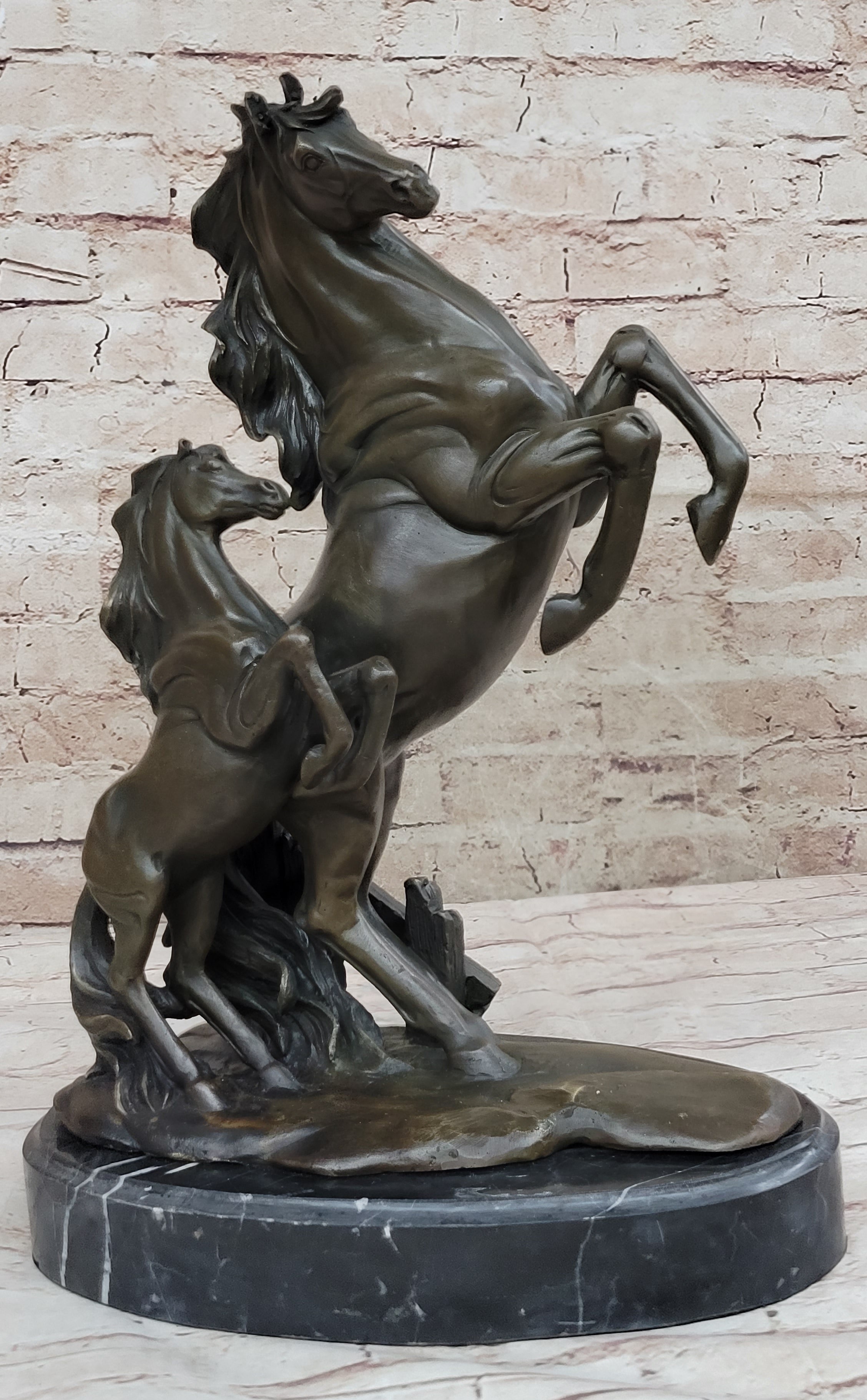 HORSES REARING BRONZE COLLECTABLE FIGURINE BEAUTIFUL AND MAJESTIC STATUE