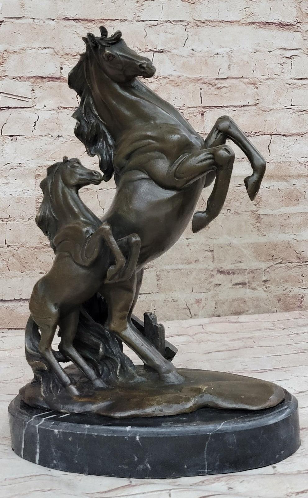 HORSES REARING BRONZE COLLECTABLE FIGURINE BEAUTIFUL AND MAJESTIC STATUE