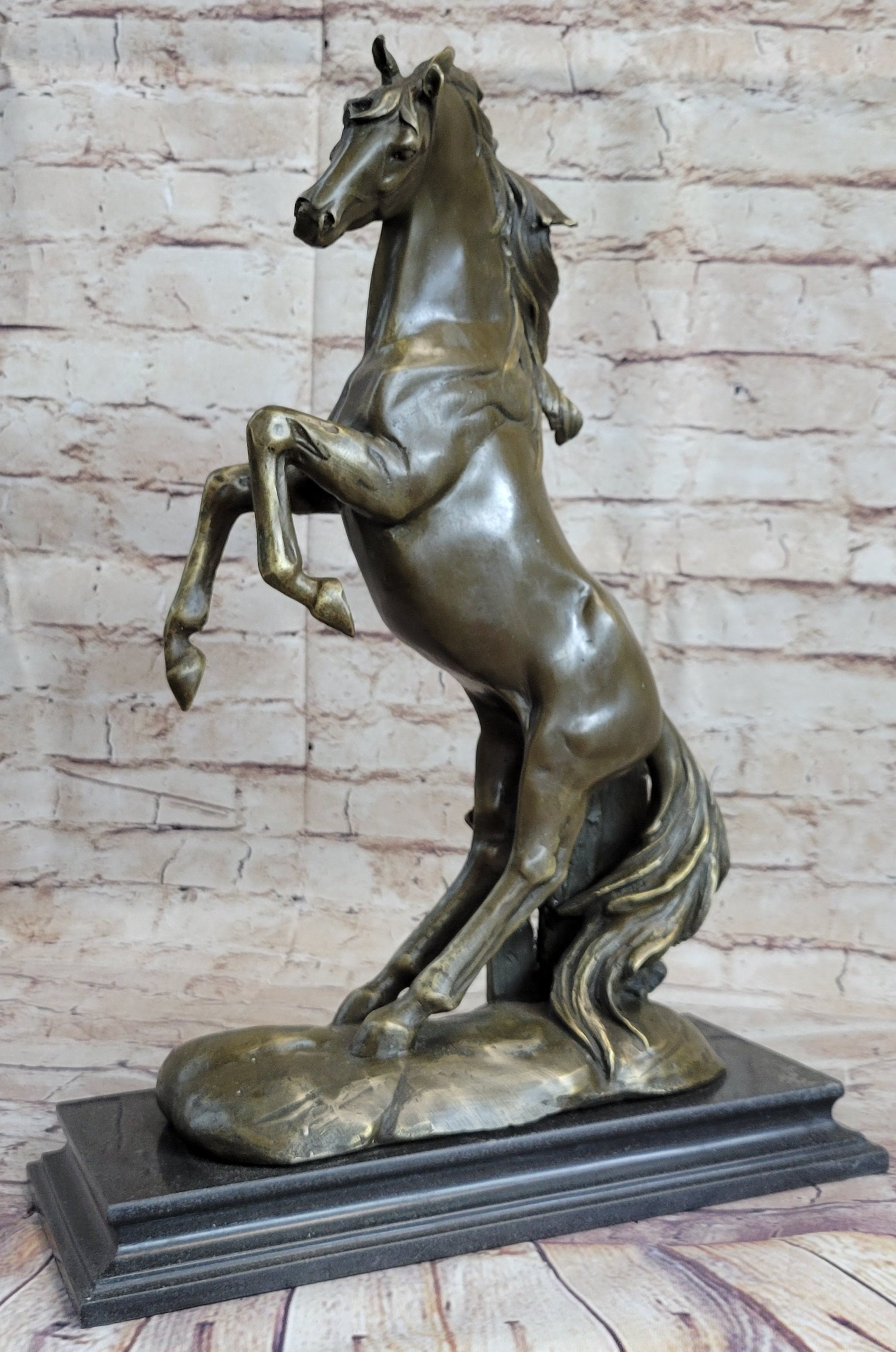 Massive Original Lopez Rearing Arabian Horse Wild Bronze Sculpture Statue Gift