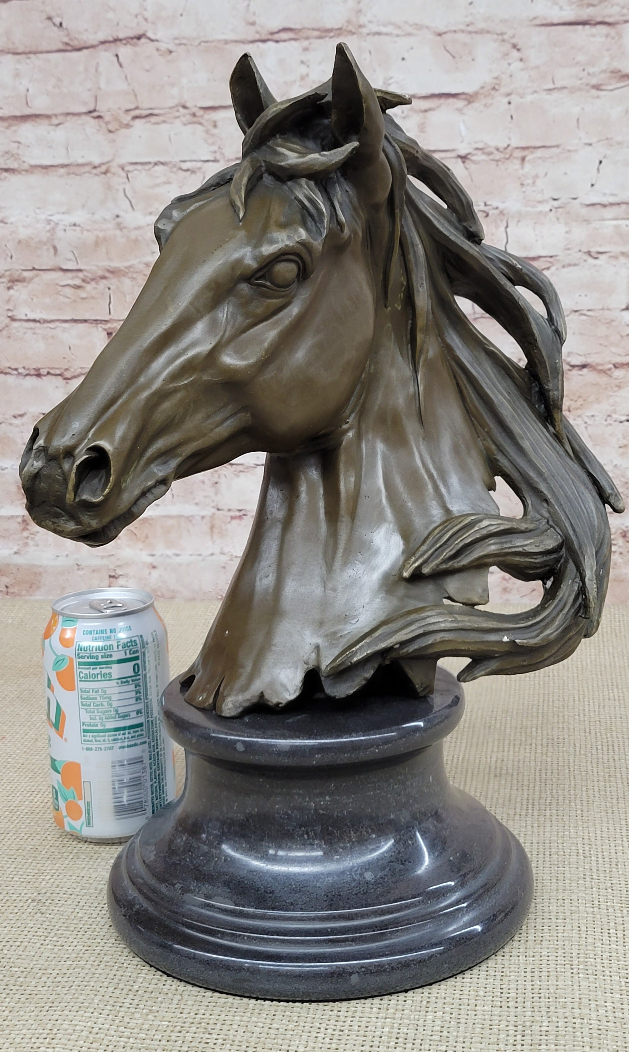 Hand Made 15.5" H Bronze Horse Head Bust Equestrian Metal Sculpture GREAT PATINA