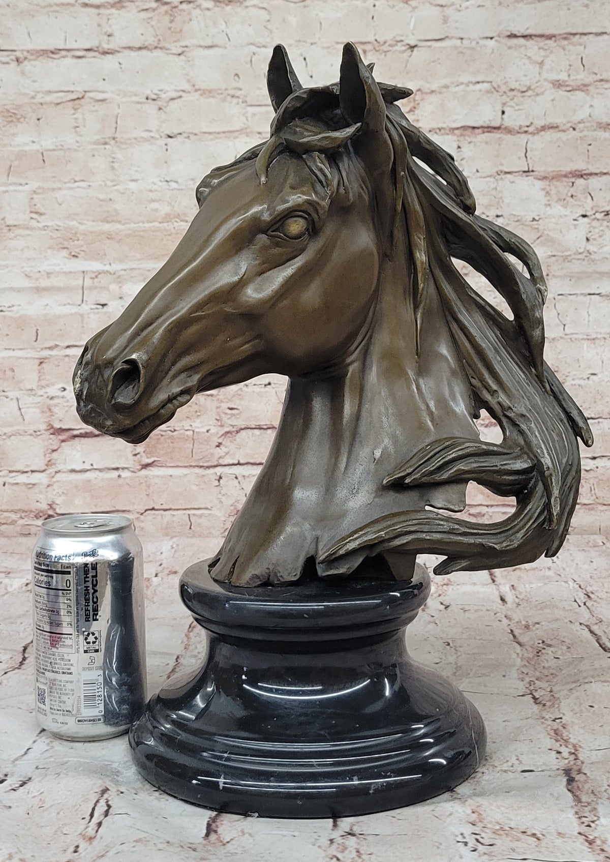 Hand Made 15.5" H Bronze Horse Head Bust Equestrian Metal Sculpture GREAT PATINA
