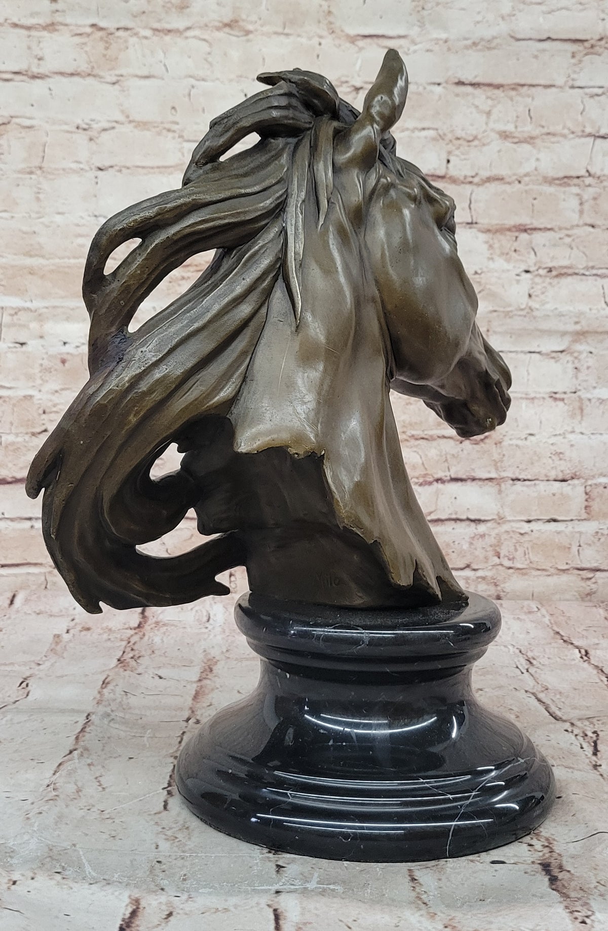 Hand Made 15.5" H Bronze Horse Head Bust Equestrian Metal Sculpture GREAT PATINA