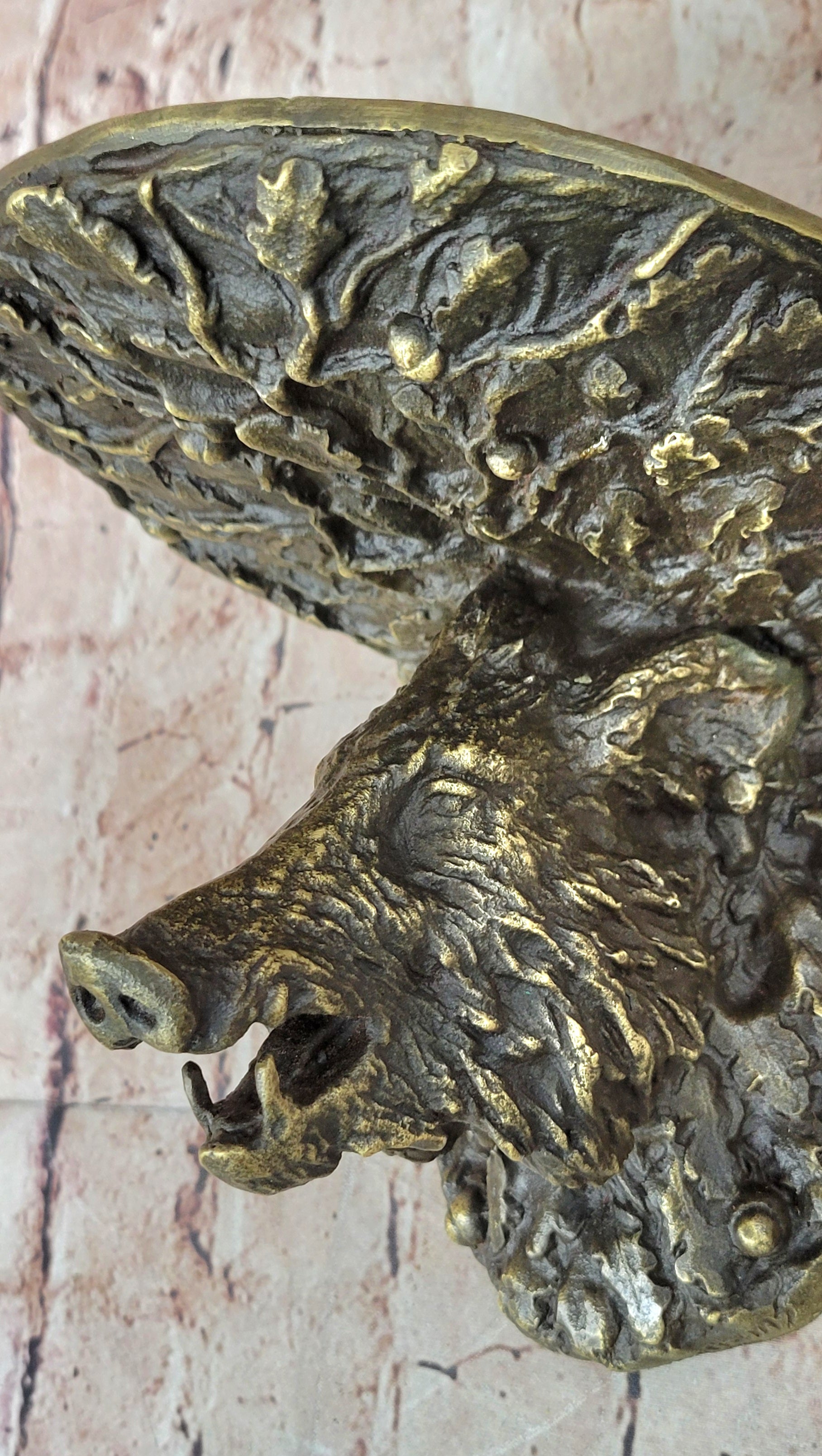 Wild Boar Head Wall Mount Bronze Copper Home Decor Wild Hog Sculpture