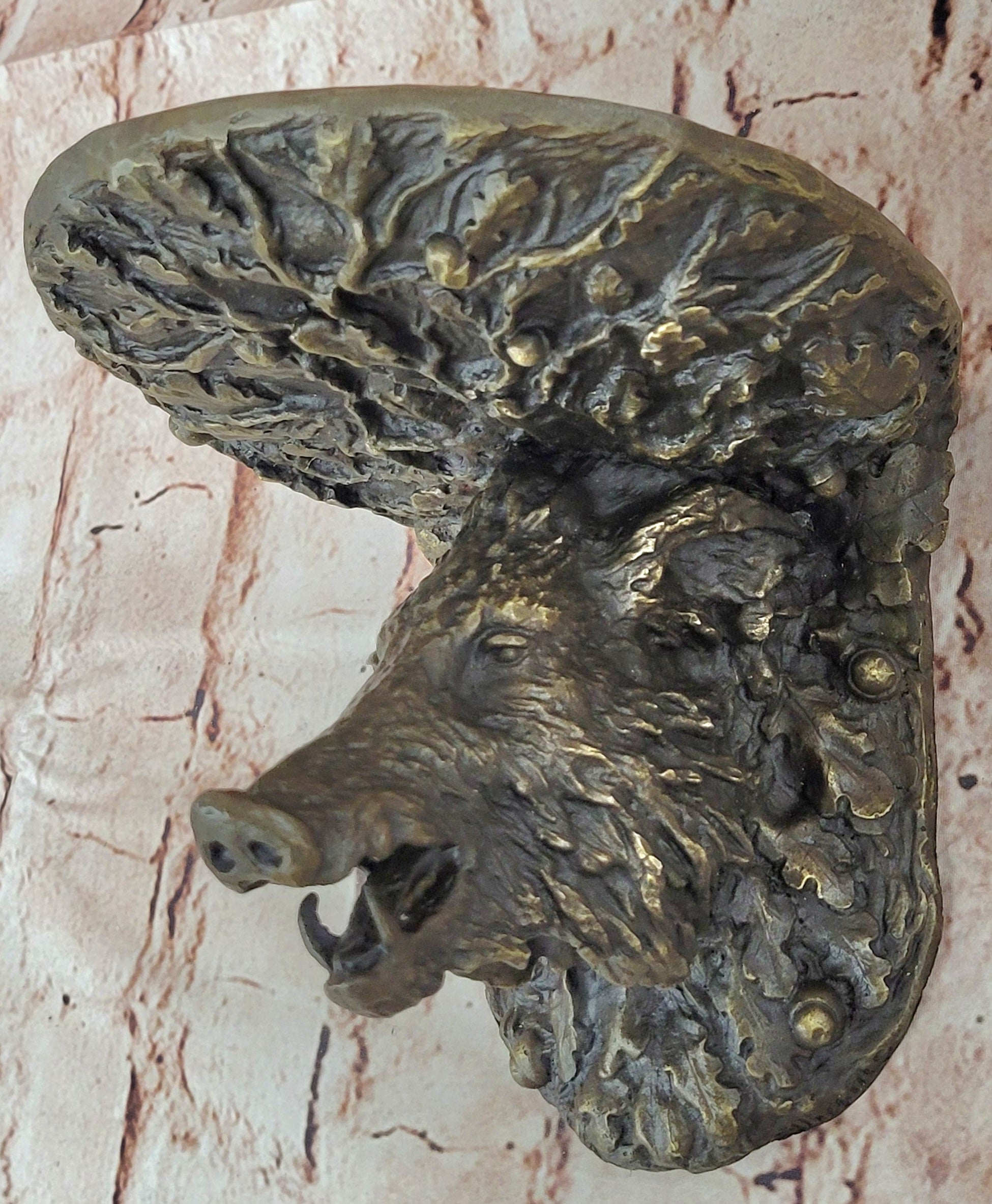 Wild Boar Head Wall Mount Bronze Copper Home Decor Wild Hog Sculpture