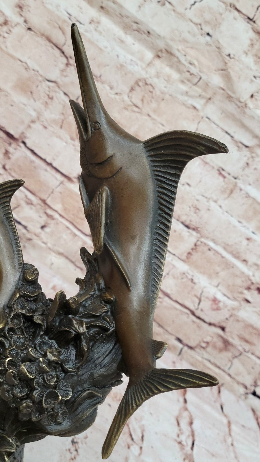 Two Marlin Marlins Fish Hot Cast Classic Nautical Bronze Sculpture Statue Figure