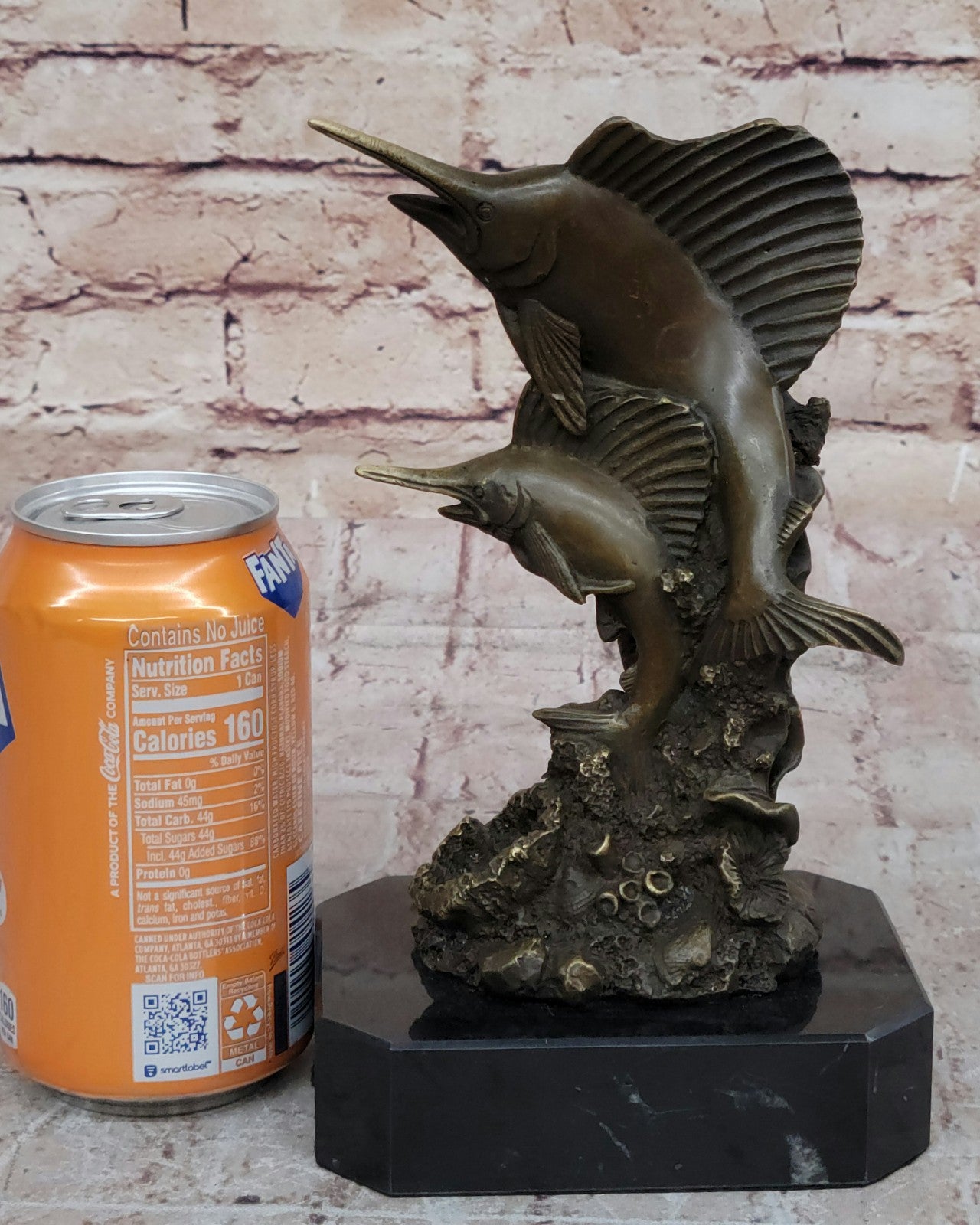 Bronze Sculpture Marine Life Ocean Fish Marlins Handcrafted Collectible Decor