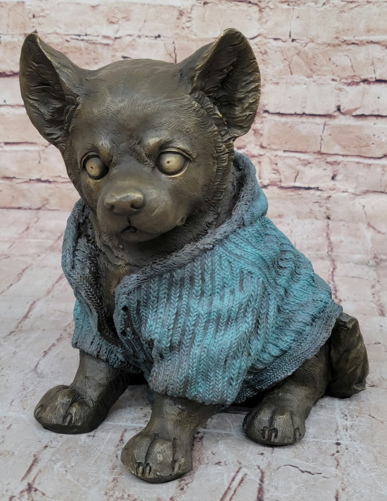Art Deco Hot Cast Handcrafted Bronze Longcoat chihuahua Dog Animal Sculpture Sale