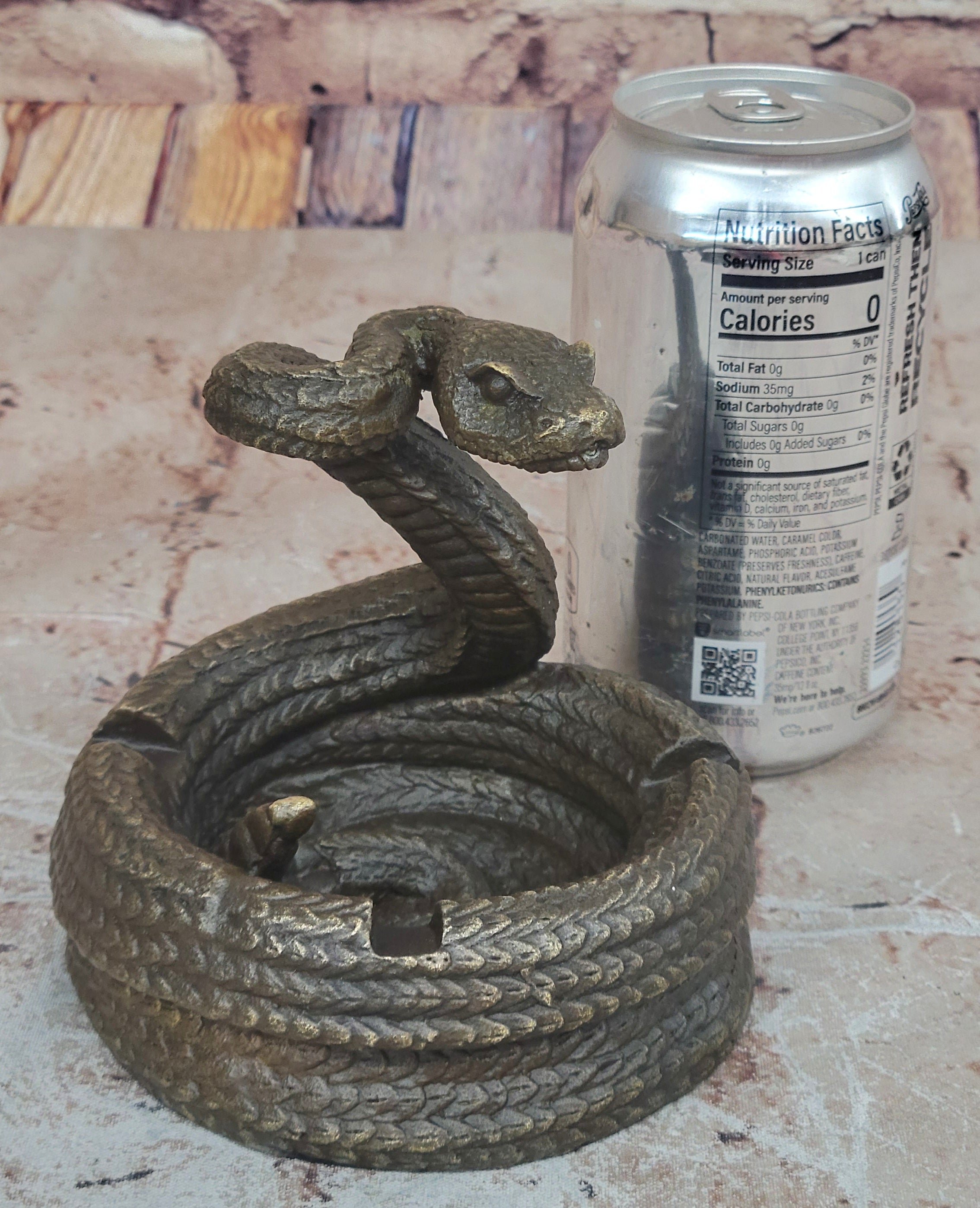 Artistic Cobra Snake Ashtray Bronze Figurine Sculpture Statue Home Office Decor