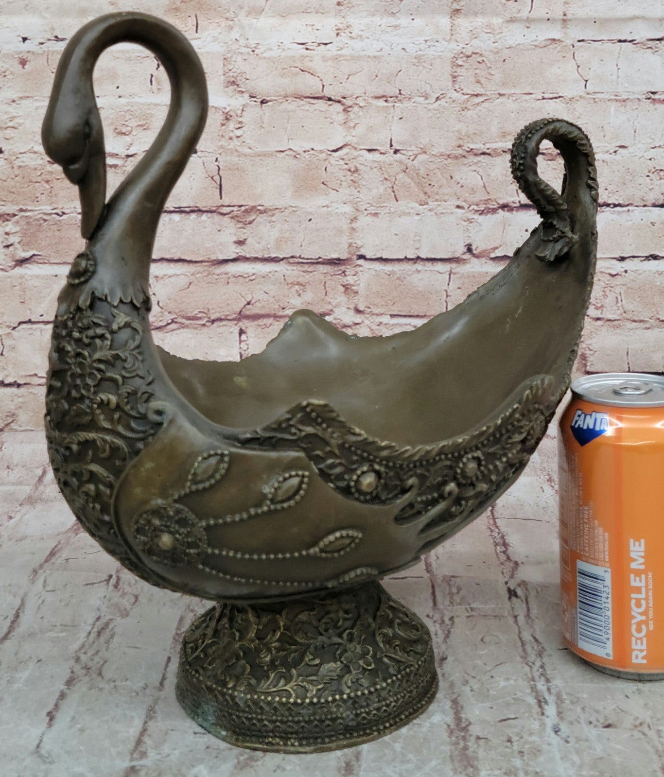 Art Nouveau Hot Cast swan planter Bronze Sculpture Classic Artwork Figurine Gift
