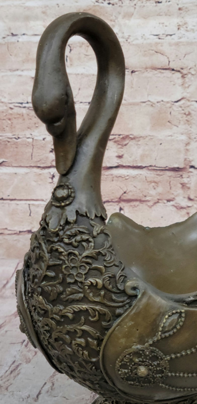 Art Nouveau Hot Cast swan planter Bronze Sculpture Classic Artwork Figurine Gift