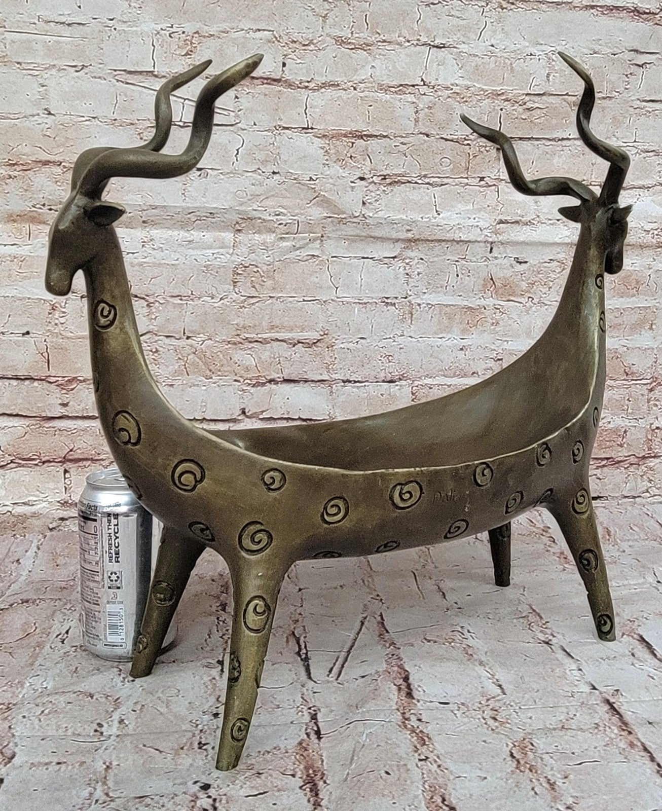 Home Office Vase Planter Rams Bronze Figurine Anniversary Gift Deal Art Deco LRG