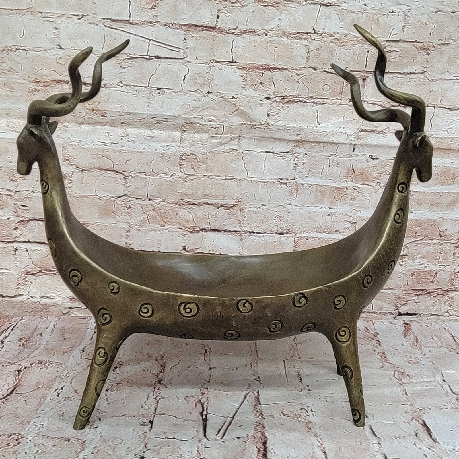 Home Office Vase Planter Rams Bronze Figurine Anniversary Gift Deal Art Deco LRG