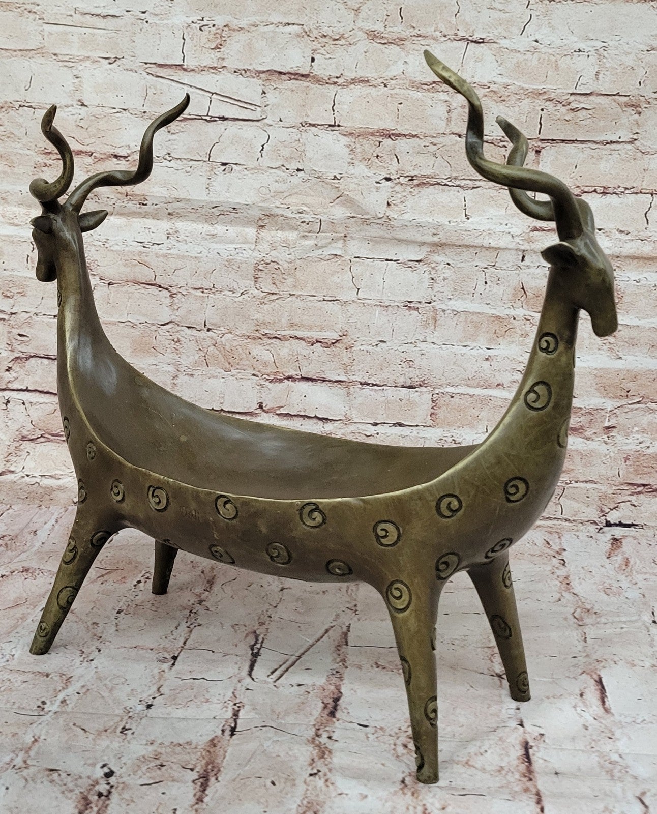 Home Office Vase Planter Rams Bronze Figurine Anniversary Gift Deal Art Deco LRG