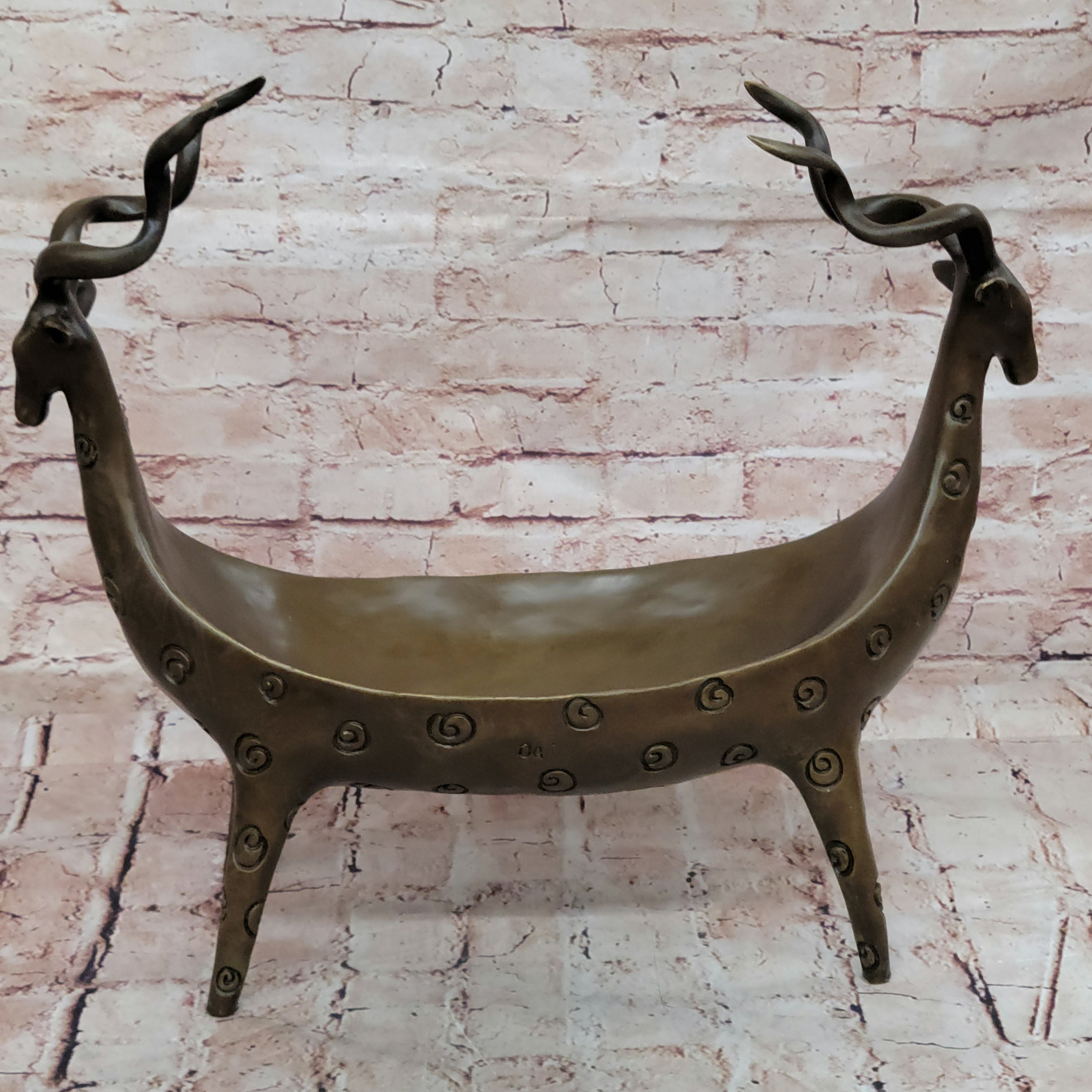 Home Office Vase Planter Rams Bronze Figurine Anniversary Gift Deal Art Deco LRG