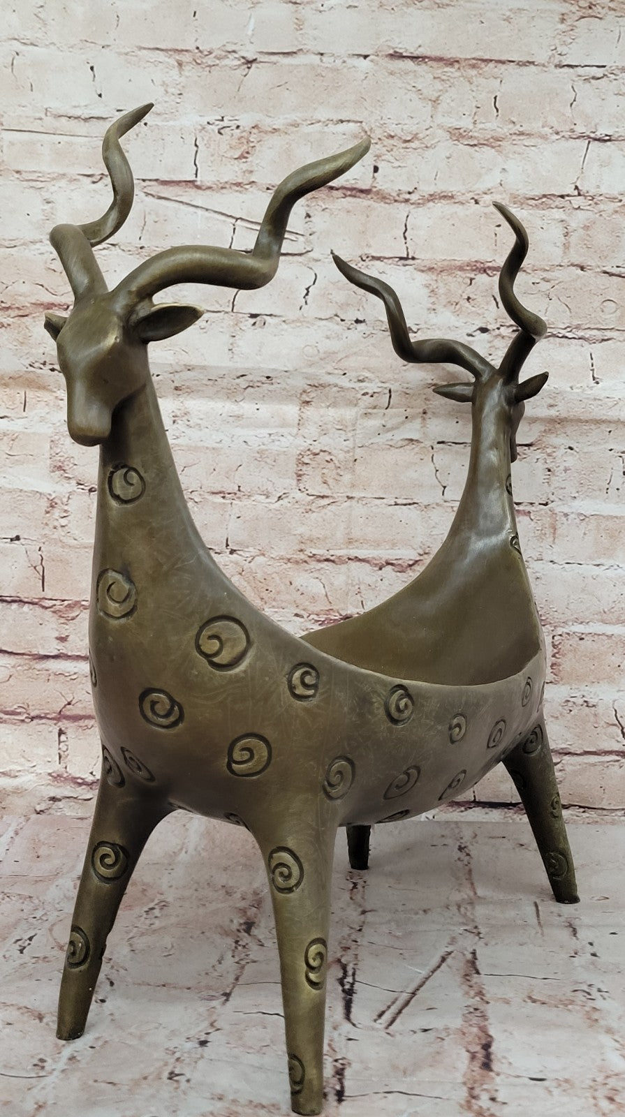Home Office Vase Planter Rams Bronze Figurine Anniversary Gift Deal Art Deco LRG