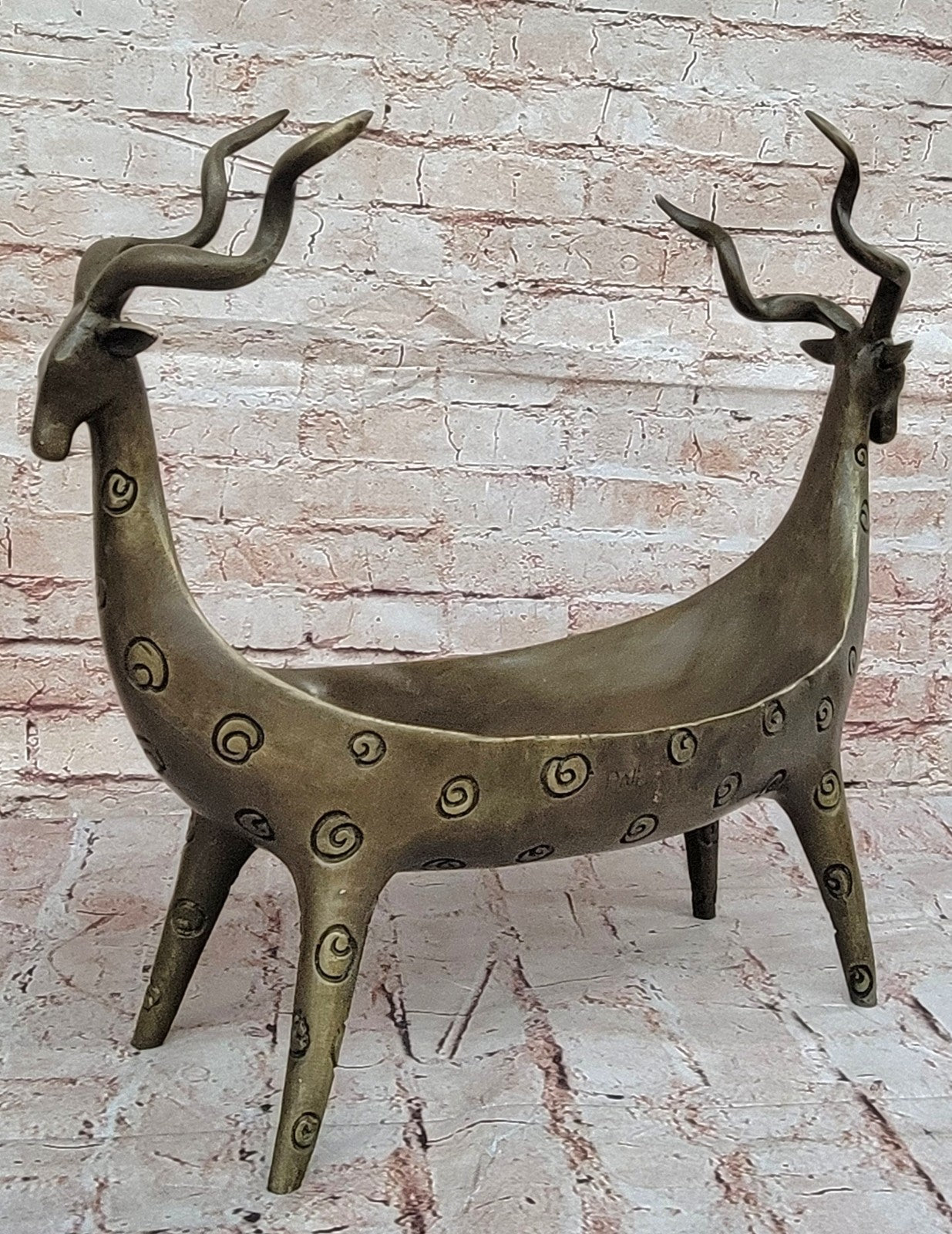Home Office Vase Planter Rams Bronze Figurine Anniversary Gift Deal Art Deco LRG