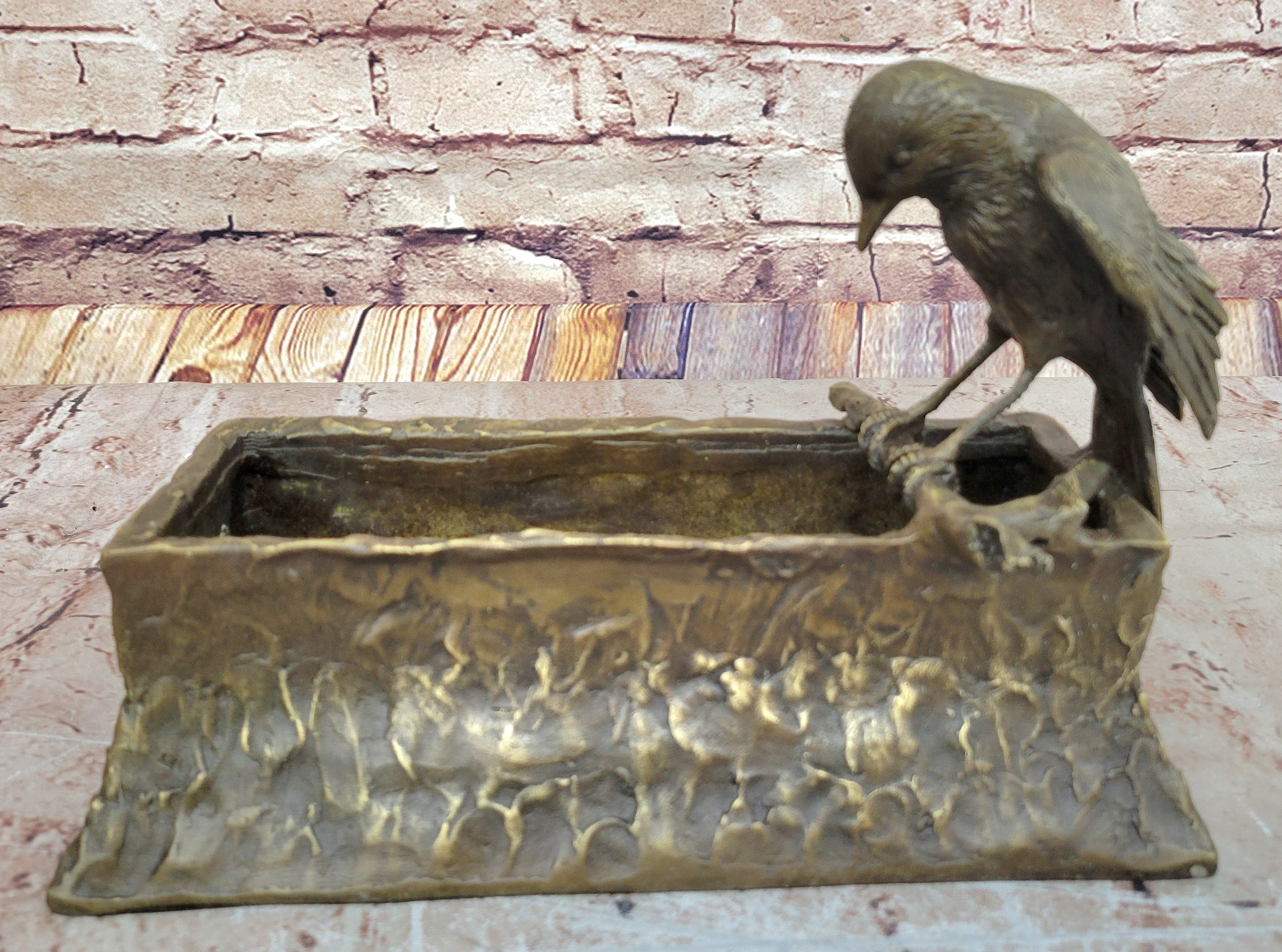 Genuine Real Bronze Bird Bath Planter: Enhance Your Home and Outdoor Spaces