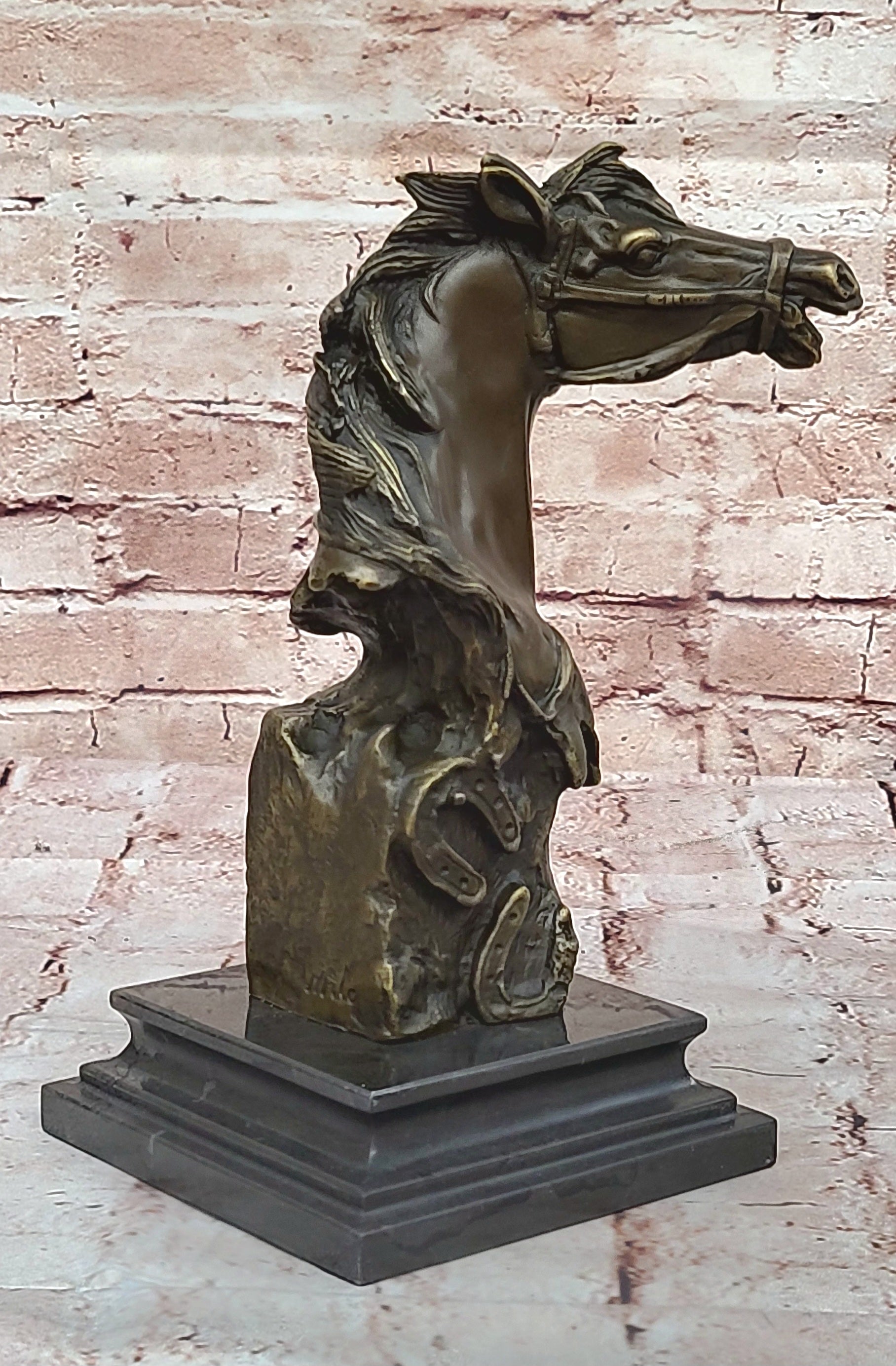 Original Milo Gorgeous Bust Horse Head Bronze Figure Sculpture Art Figurine