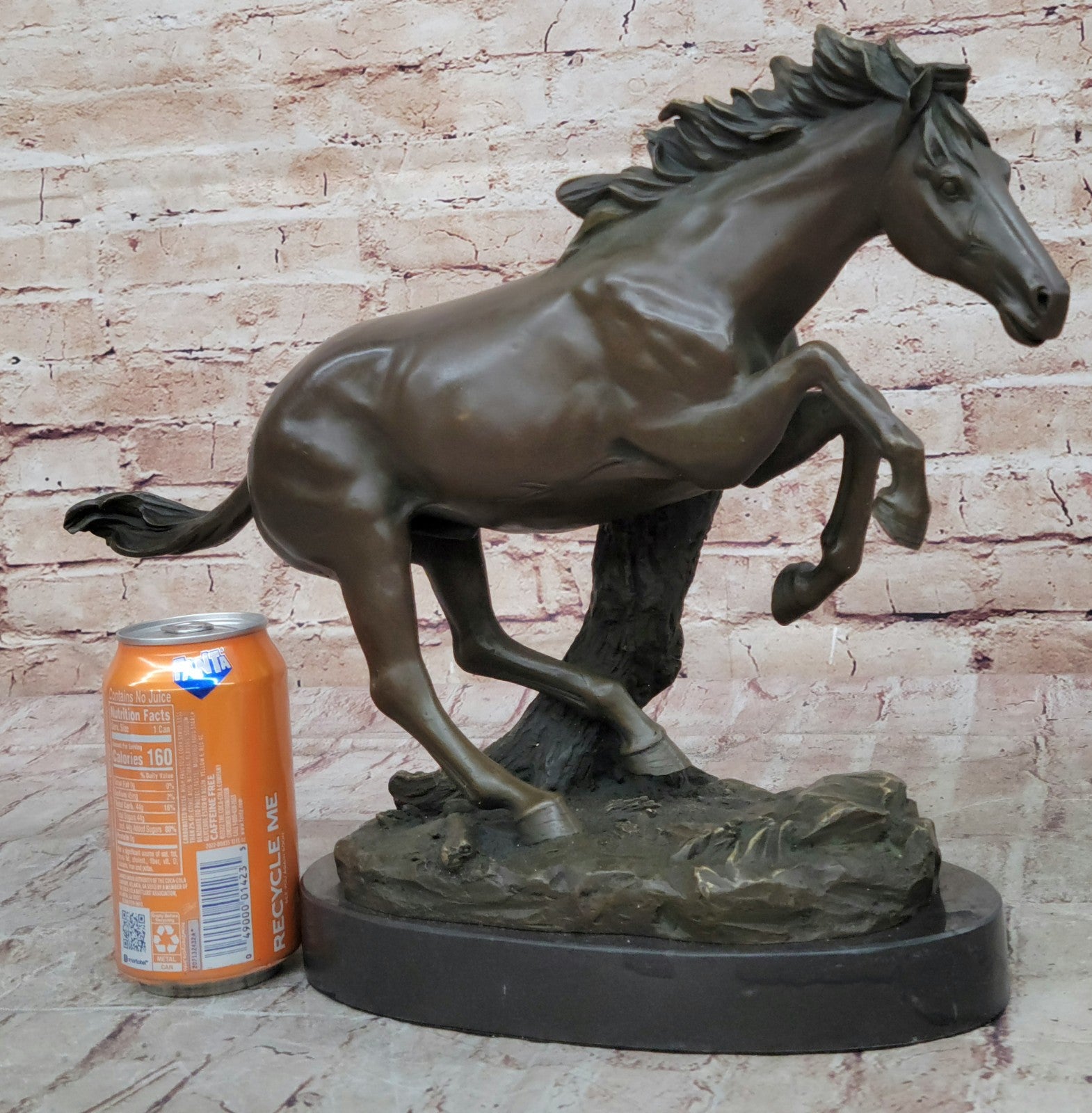 Natural Free Arabian Horse Barn Racing Race Sculpture Marble Base Figurine Statue