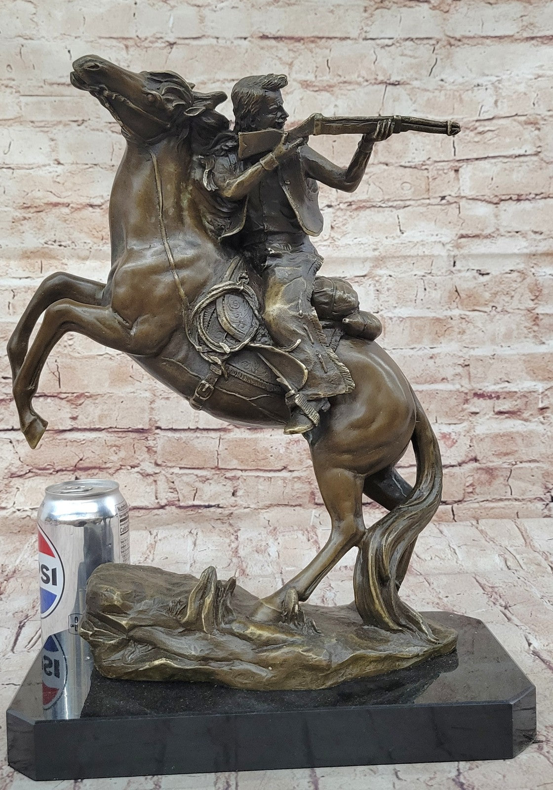Western Art Old West Cowboy with Gun a Remington Tribute Bronze Sculpture Figure