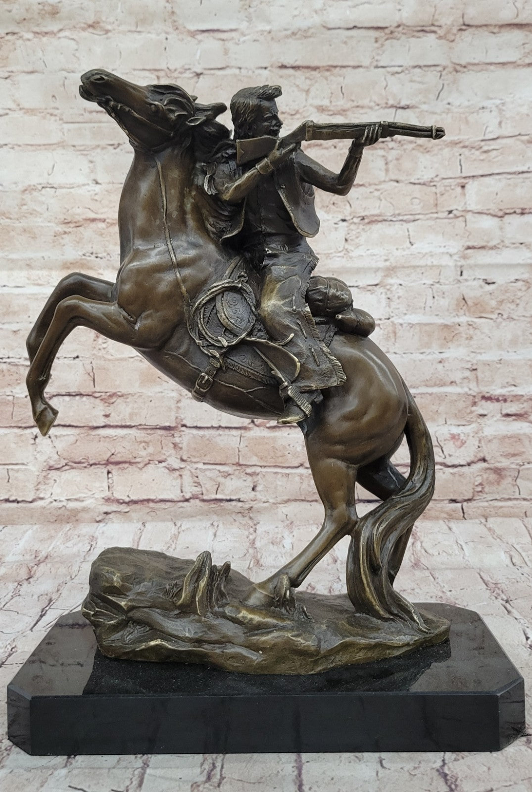 Western Art Old West Cowboy with Gun a Remington Tribute Bronze Sculpture Figure