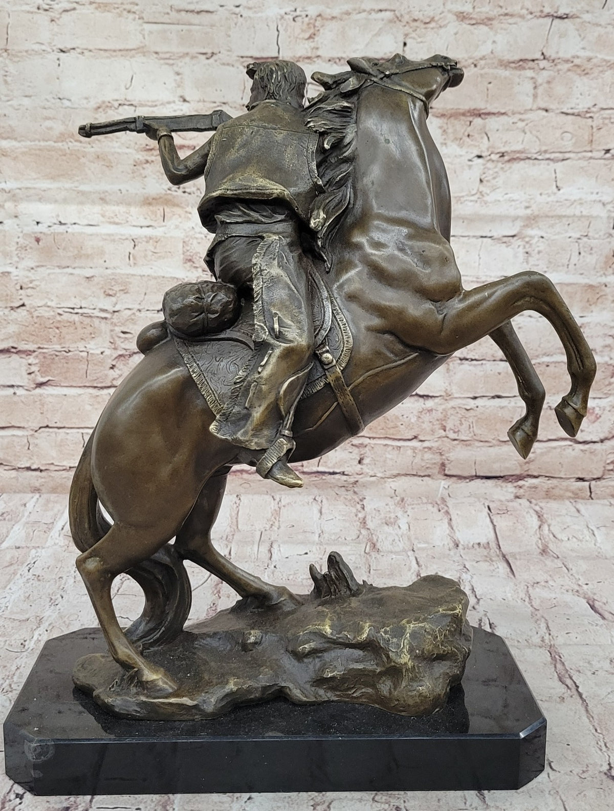Western Art Old West Cowboy with Gun a Remington Tribute Bronze Sculpture Figure