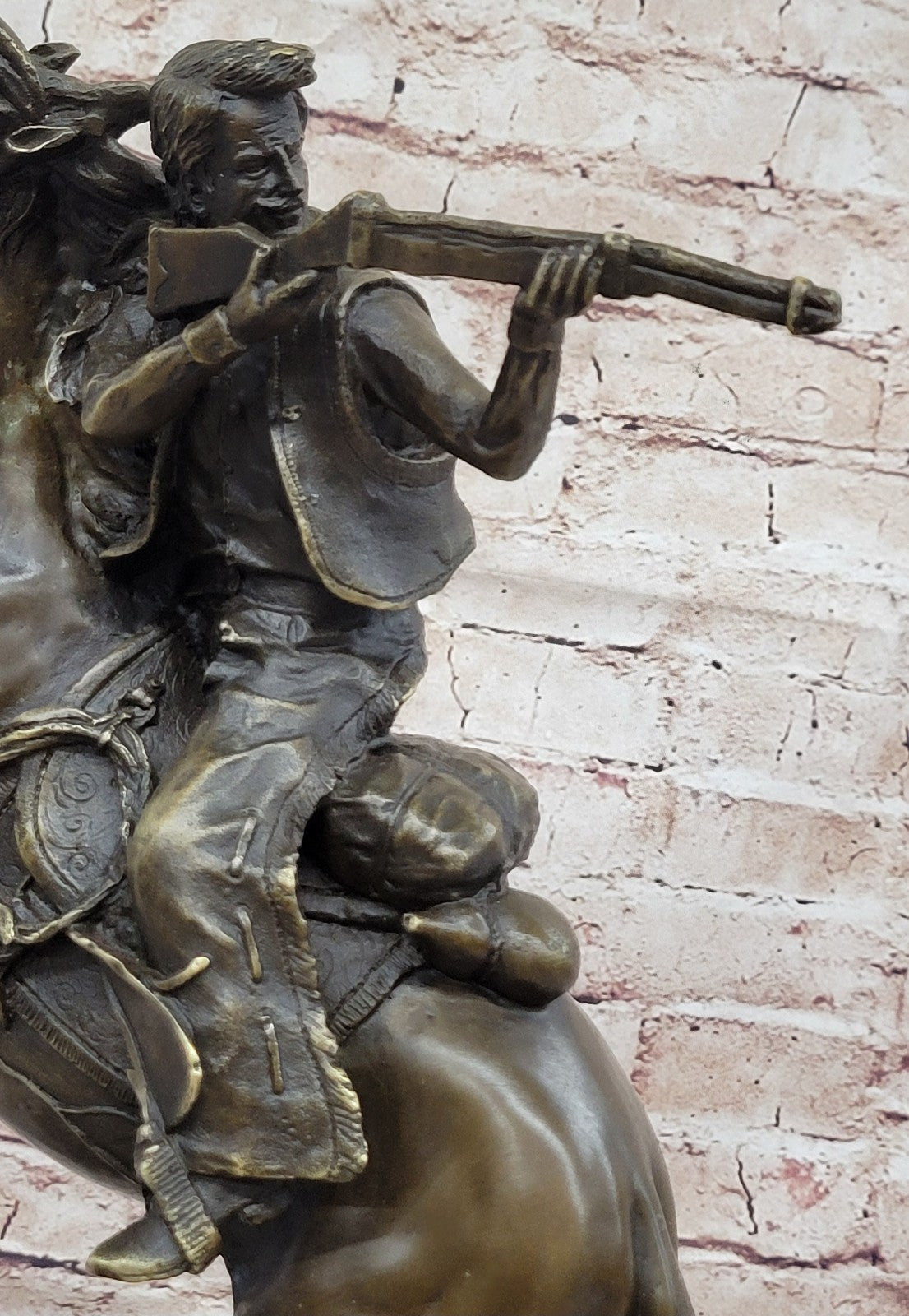 Western Art Old West Cowboy with Gun a Remington Tribute Bronze Sculpture Figure
