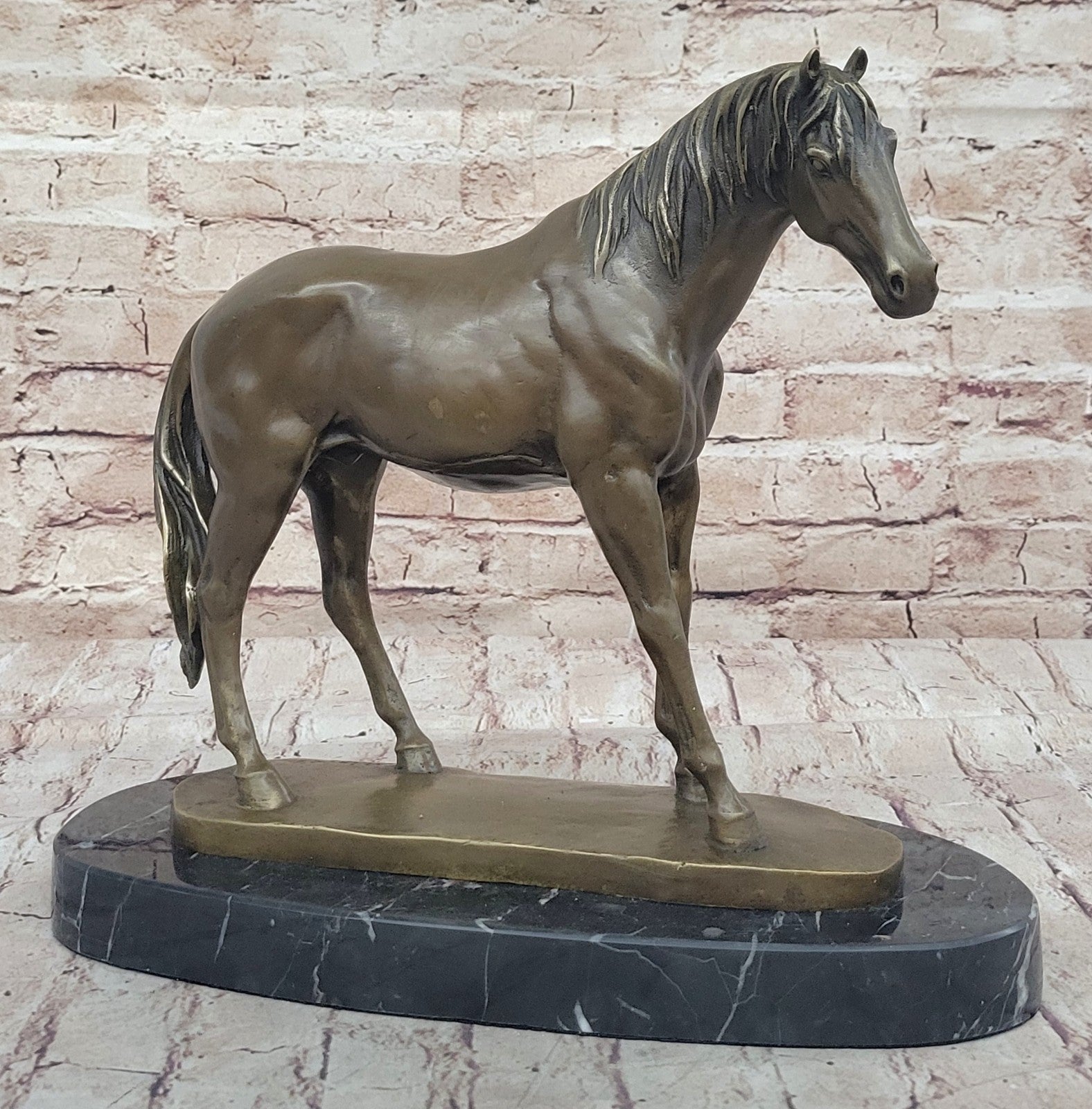Large 13 Lbs Mene Racing Horse Stallion Bronze SCulpture Hot Cast Figure Decor
