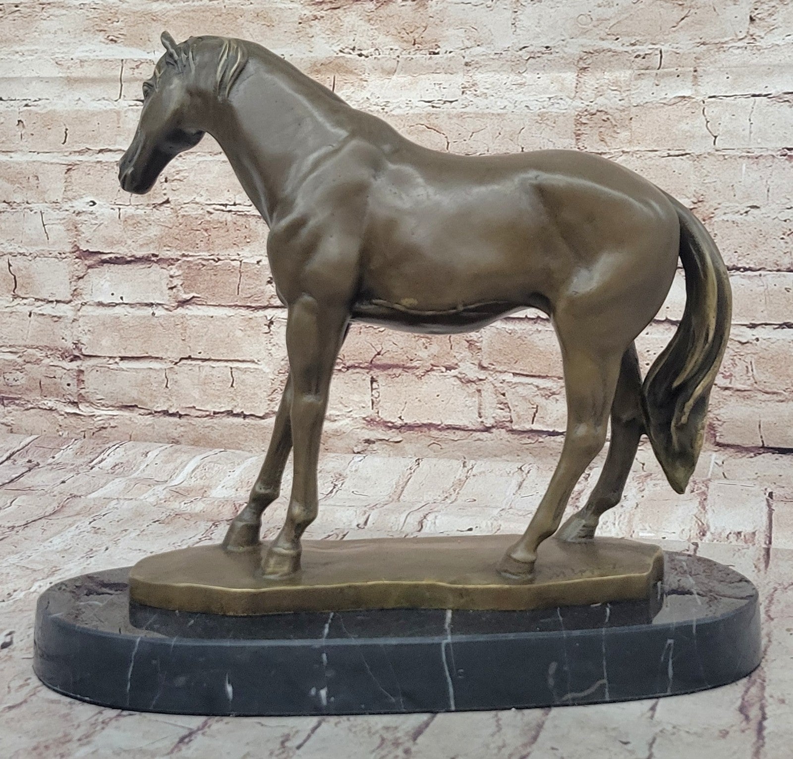 Large 13 Lbs Mene Racing Horse Stallion Bronze SCulpture Hot Cast Figure Decor