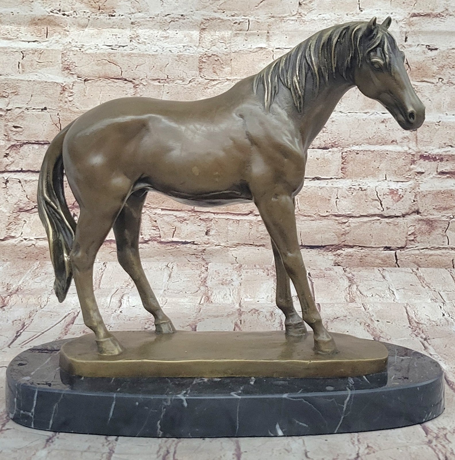 Large 13 Lbs Mene Racing Horse Stallion Bronze SCulpture Hot Cast Figure Decor