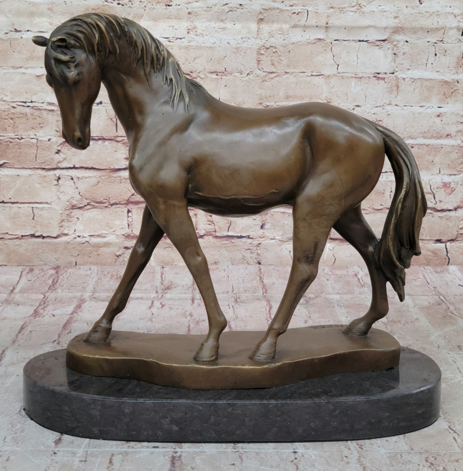 Abstract Horse Bust Bronze Statue Sculpture Modern Art Original Equestrian Deco
