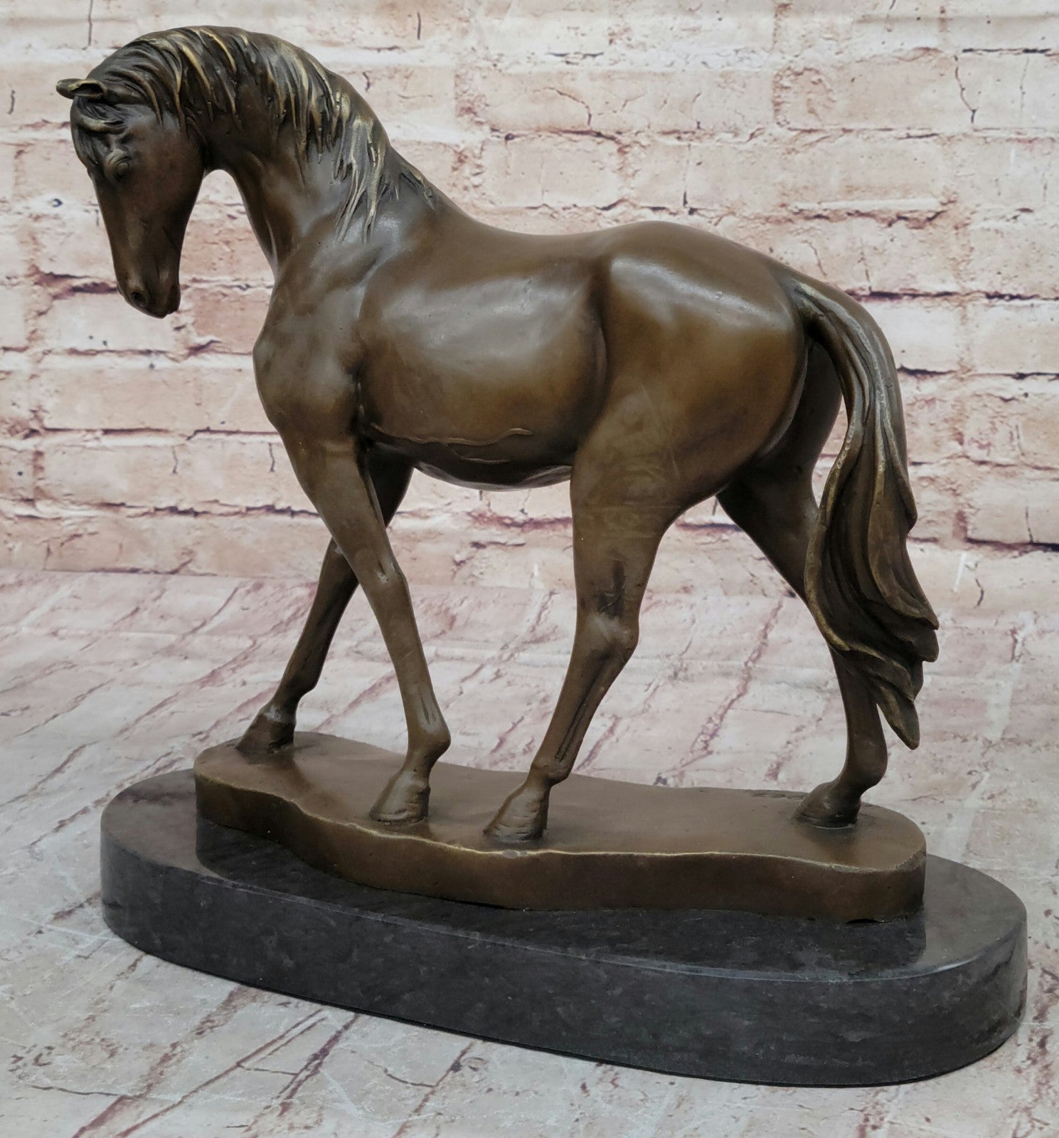 Abstract Horse Bust Bronze Statue Sculpture Modern Art Original Equestrian Deco