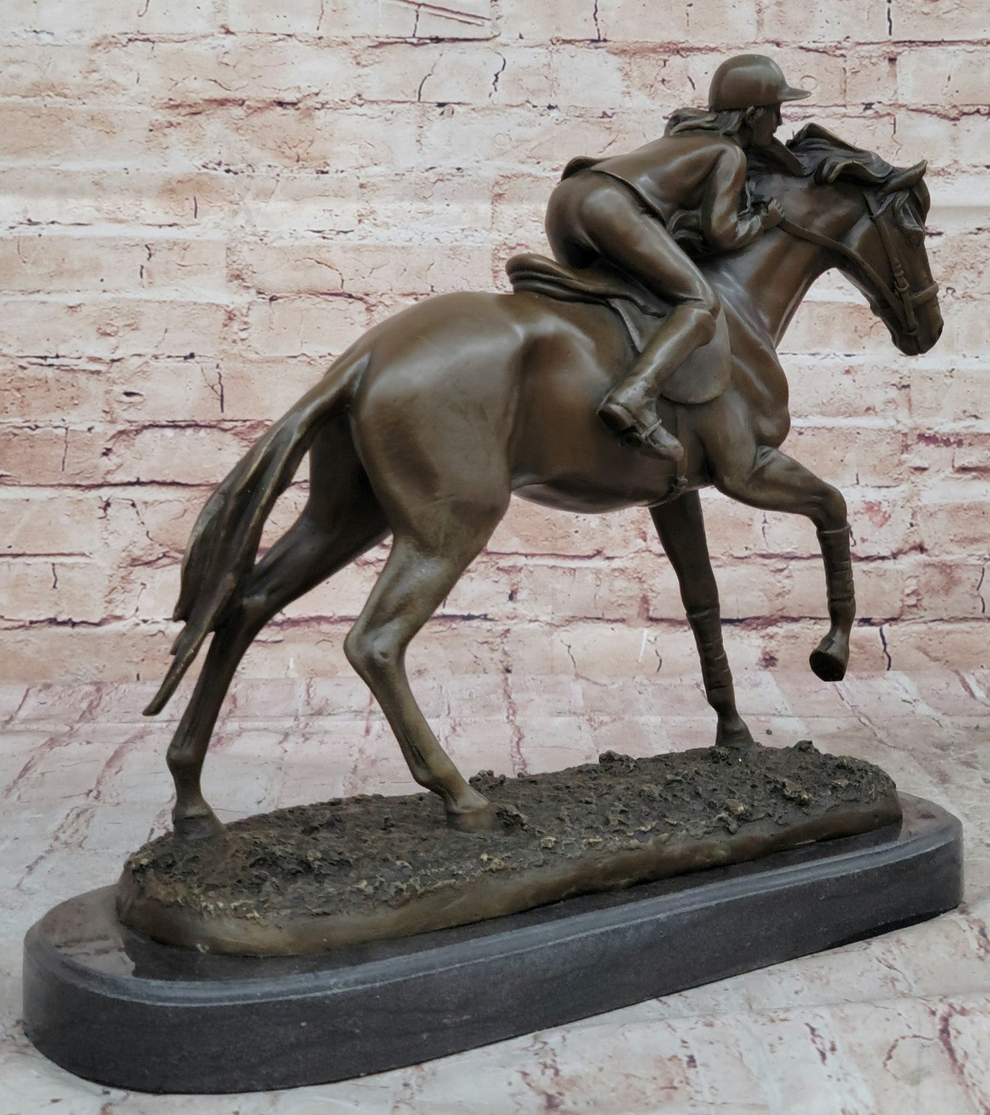 Jockey on Racehorse After the Race signed Mene Hot Cast Artwork Decor Figurine