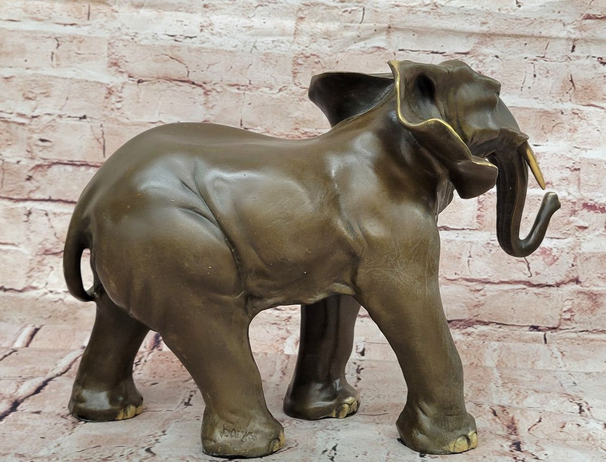 Art Deco Wildlife Elephant by Barye Bronze Hot Cast Art