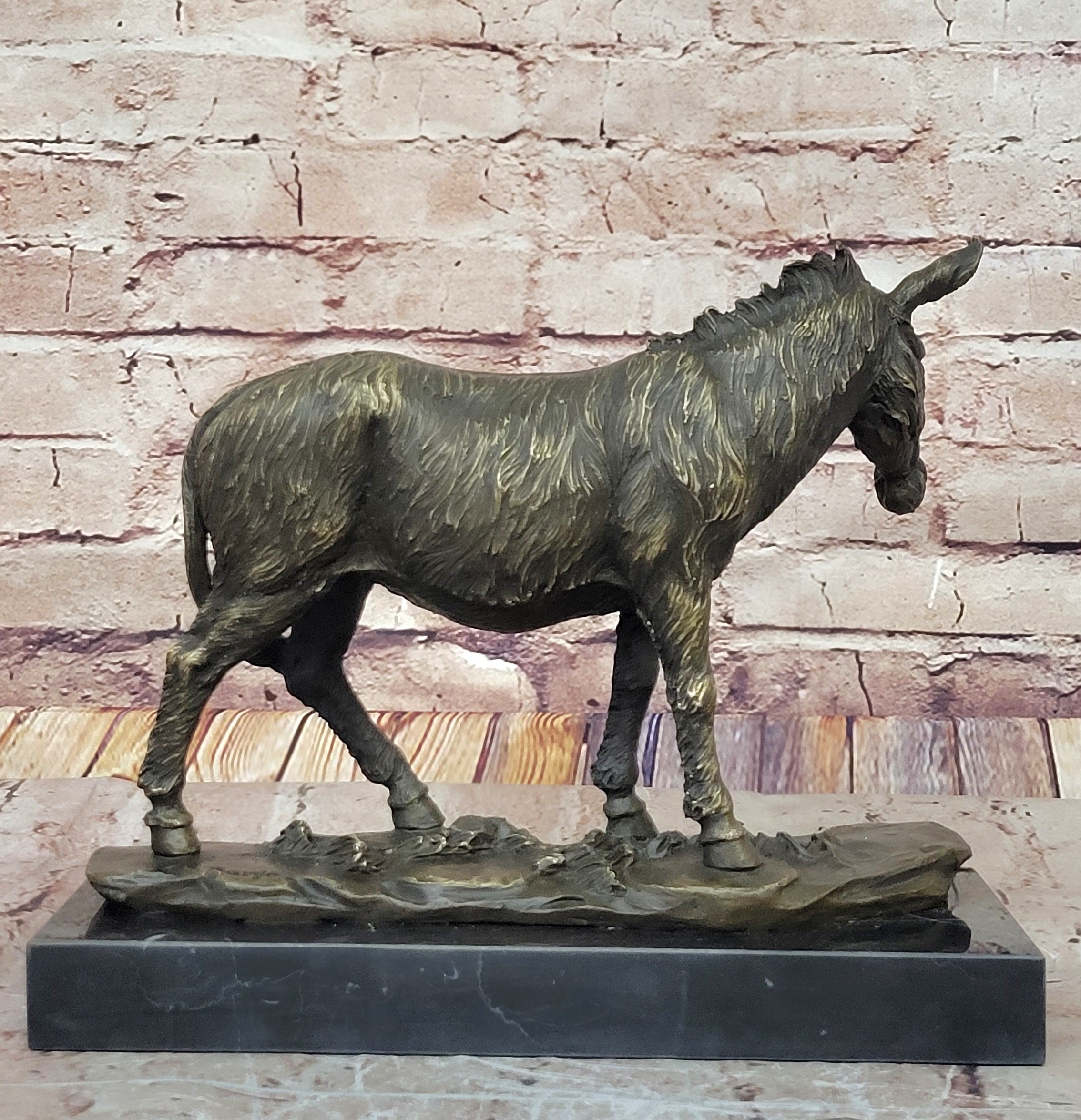 Vienna Hot Cast Bronze Donkey Farm Animal Marble Base Sculpture Figurine Figure