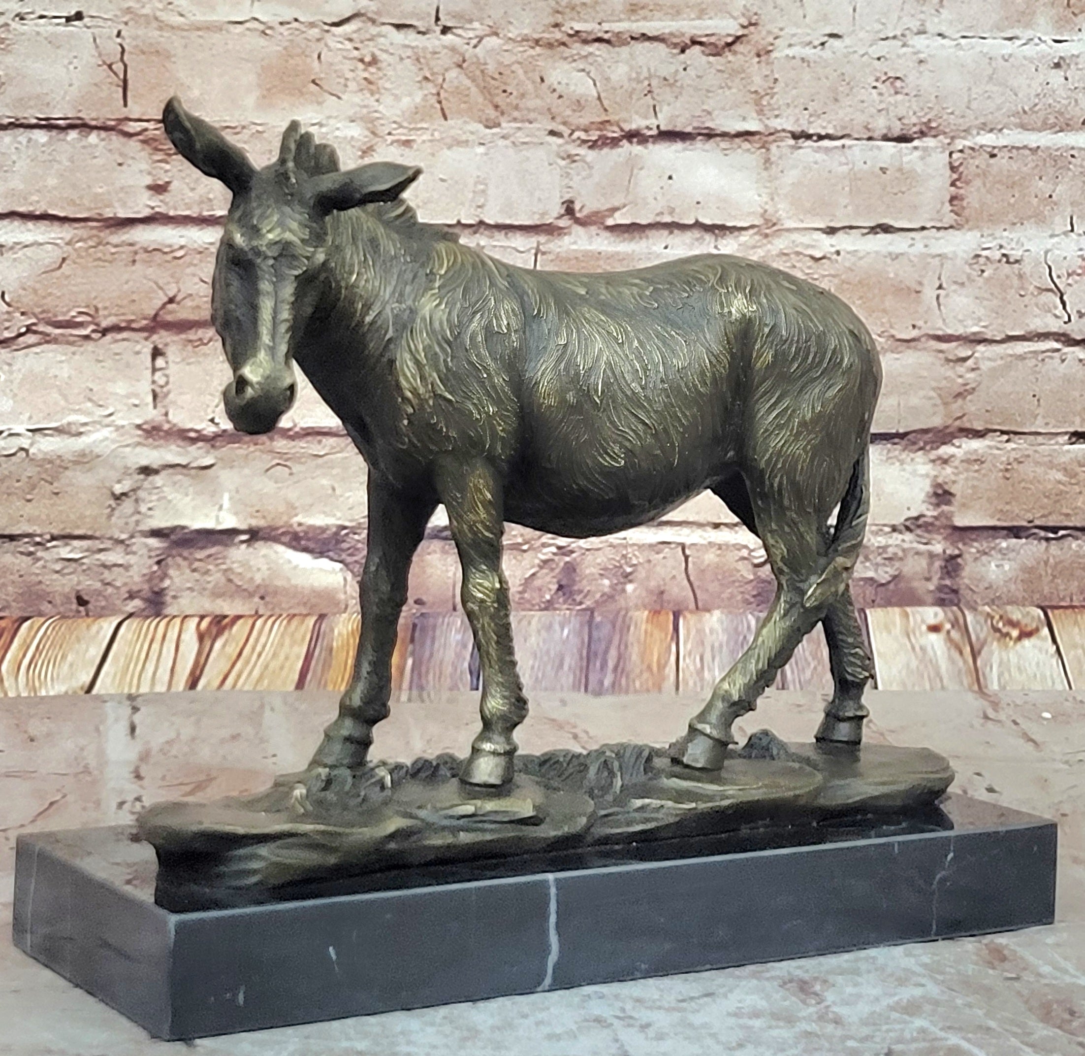 Vienna Hot Cast Bronze Donkey Farm Animal Marble Base Sculpture Figurine Figure